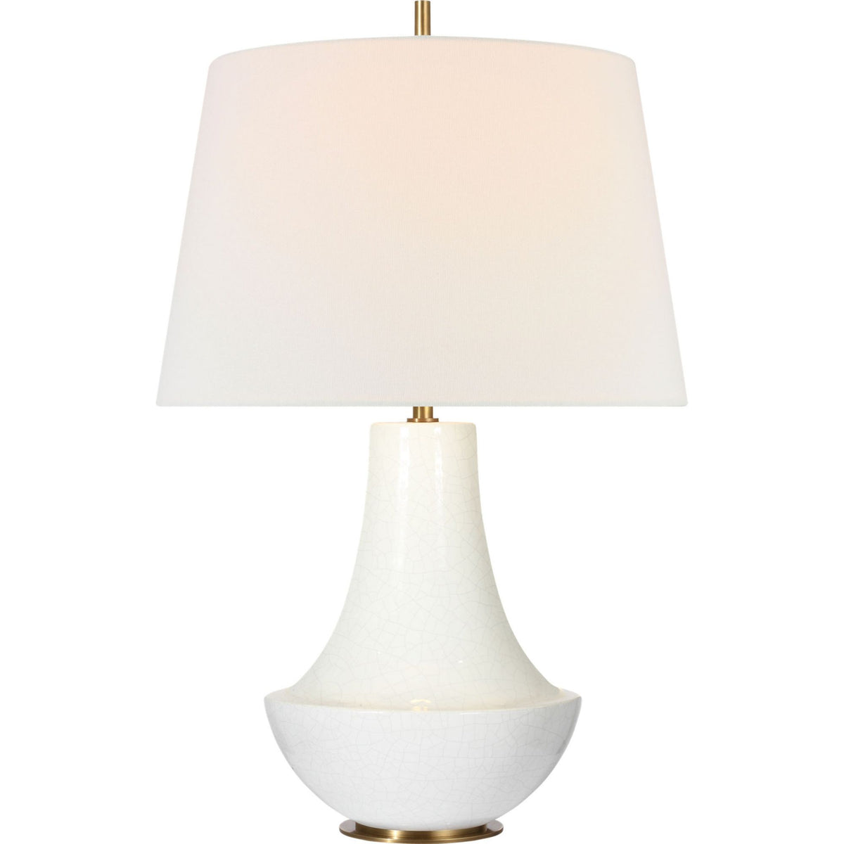 Thomas O'Brien Kefi 25" Table Lamp in Crackled Ivory with Linen Shade W16" x H25.25"