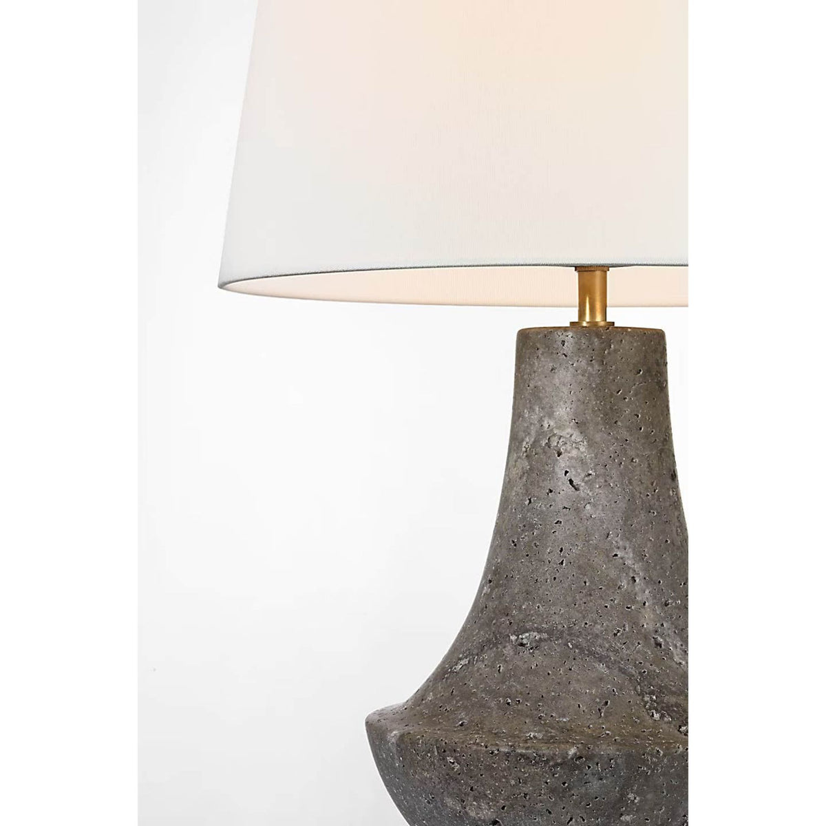 Thomas O'Brien Kefi 25" Table Lamp in Dark Travertine with Linen Shade W16" x H25.25"