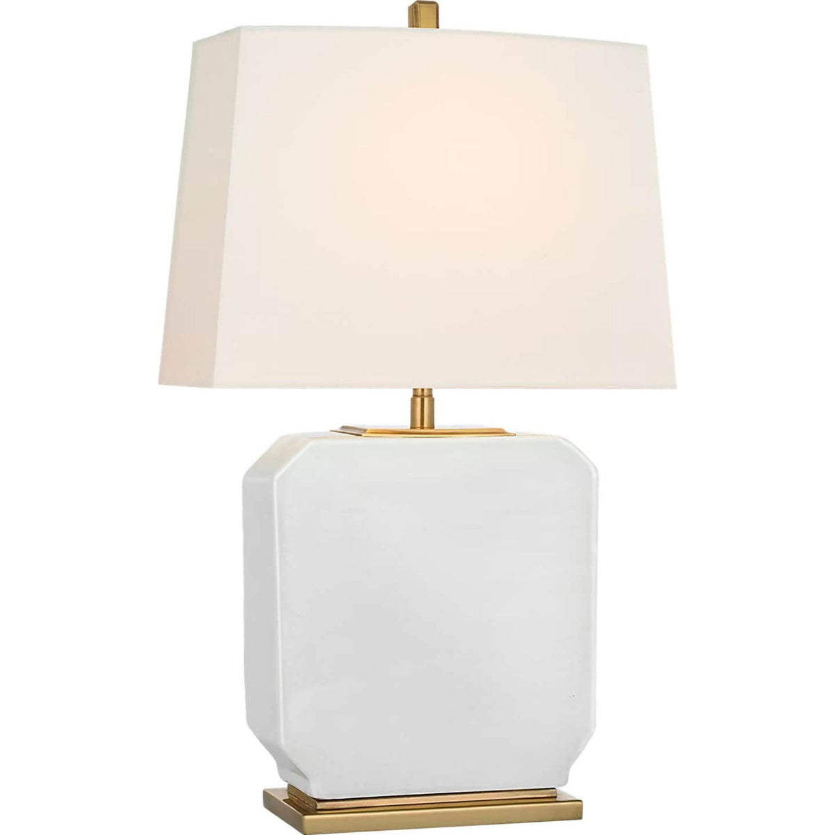 Thomas O'Brien Monique 20" Table Lamp in Venetian White with Linen Shade W12" x H19.75"