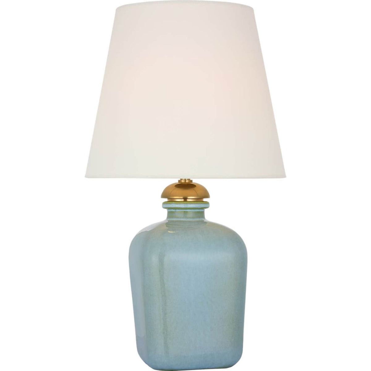 Thomas O'Brien Josy 17" Cordless Table Lamp in Silk Blue with Linen Shade W9.5" x H17"