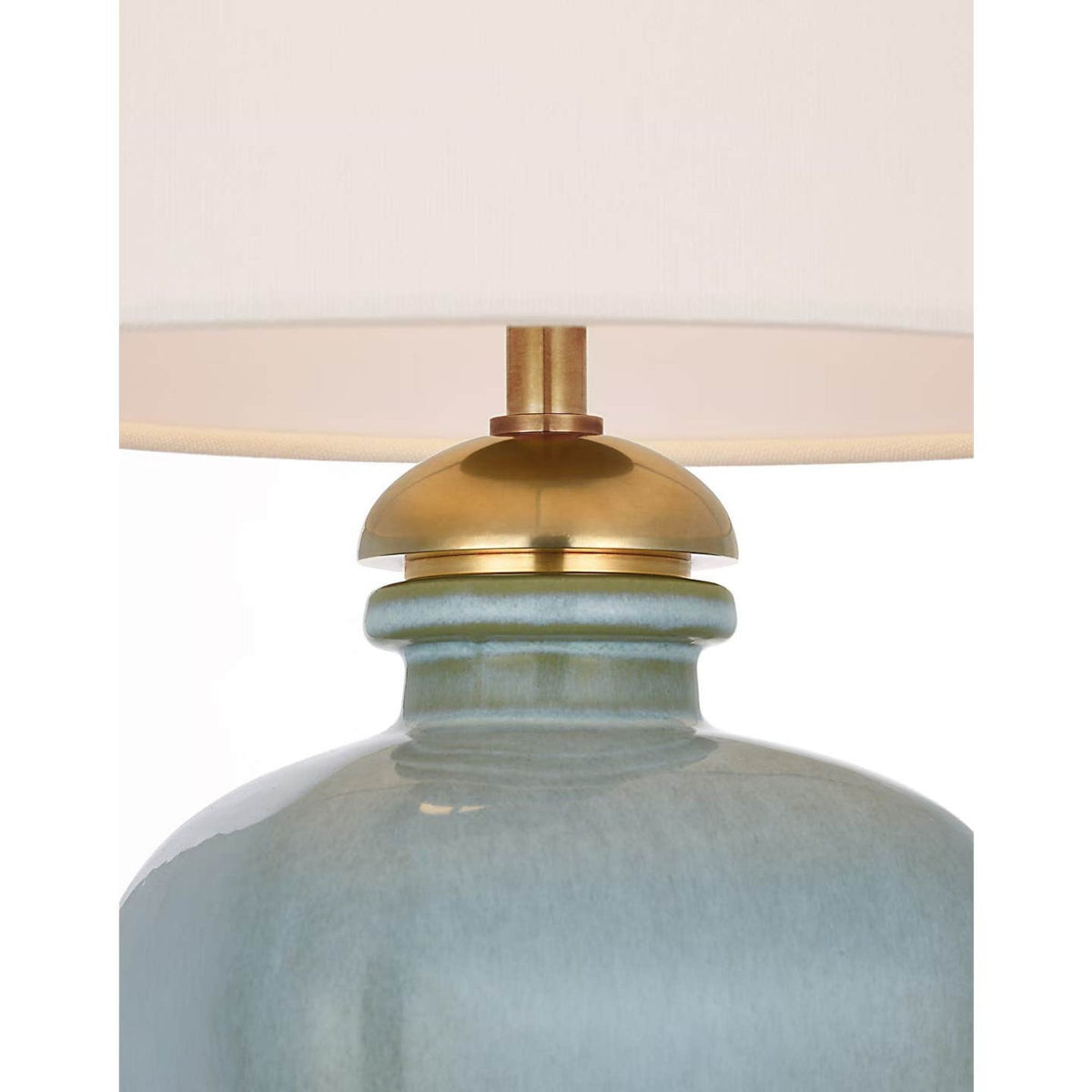 Thomas O'Brien Josy 17" Cordless Table Lamp in Silk Blue with Linen Shade W9.5" x H17"
