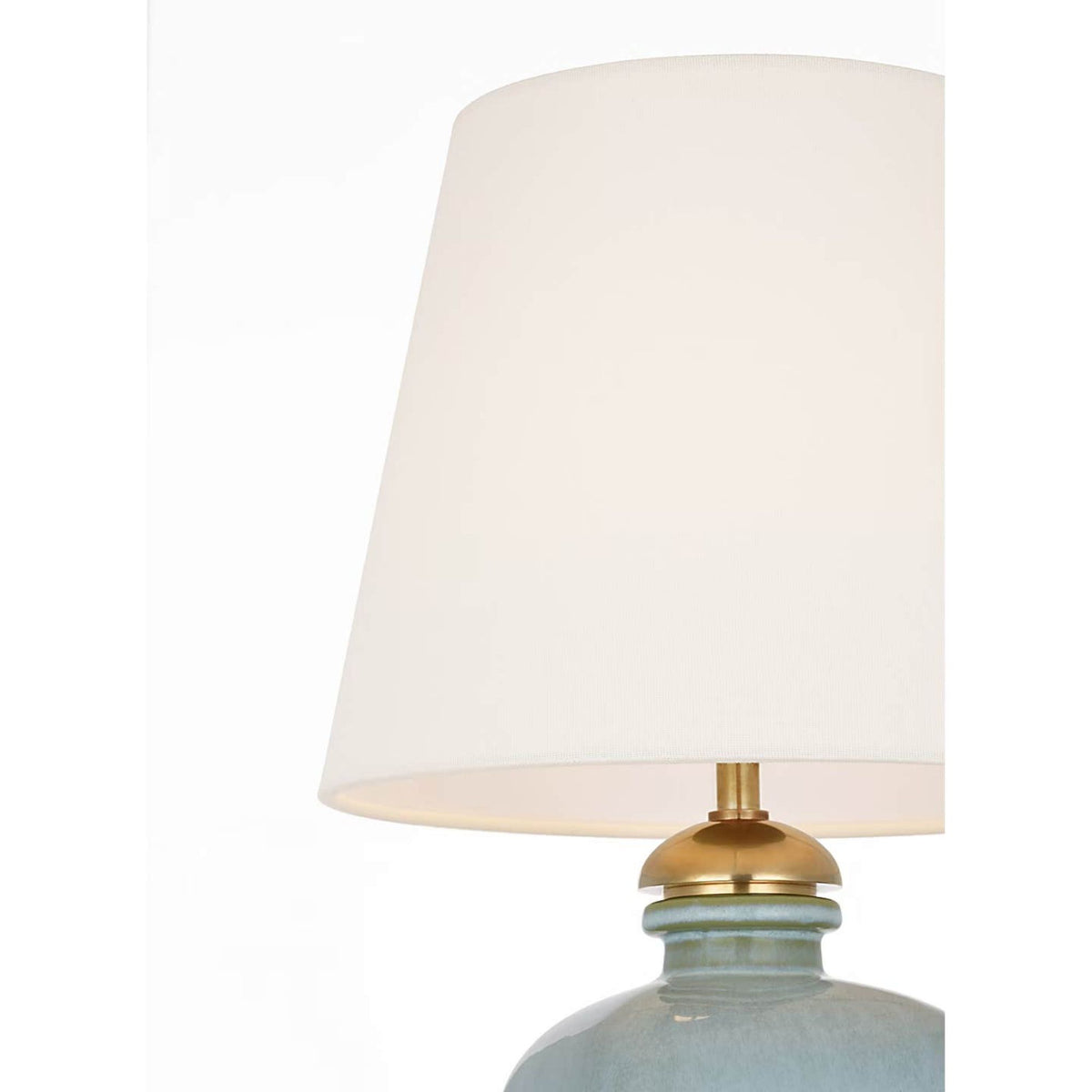 Thomas O'Brien Josy 17" Cordless Table Lamp in Silk Blue with Linen Shade W9.5" x H17"