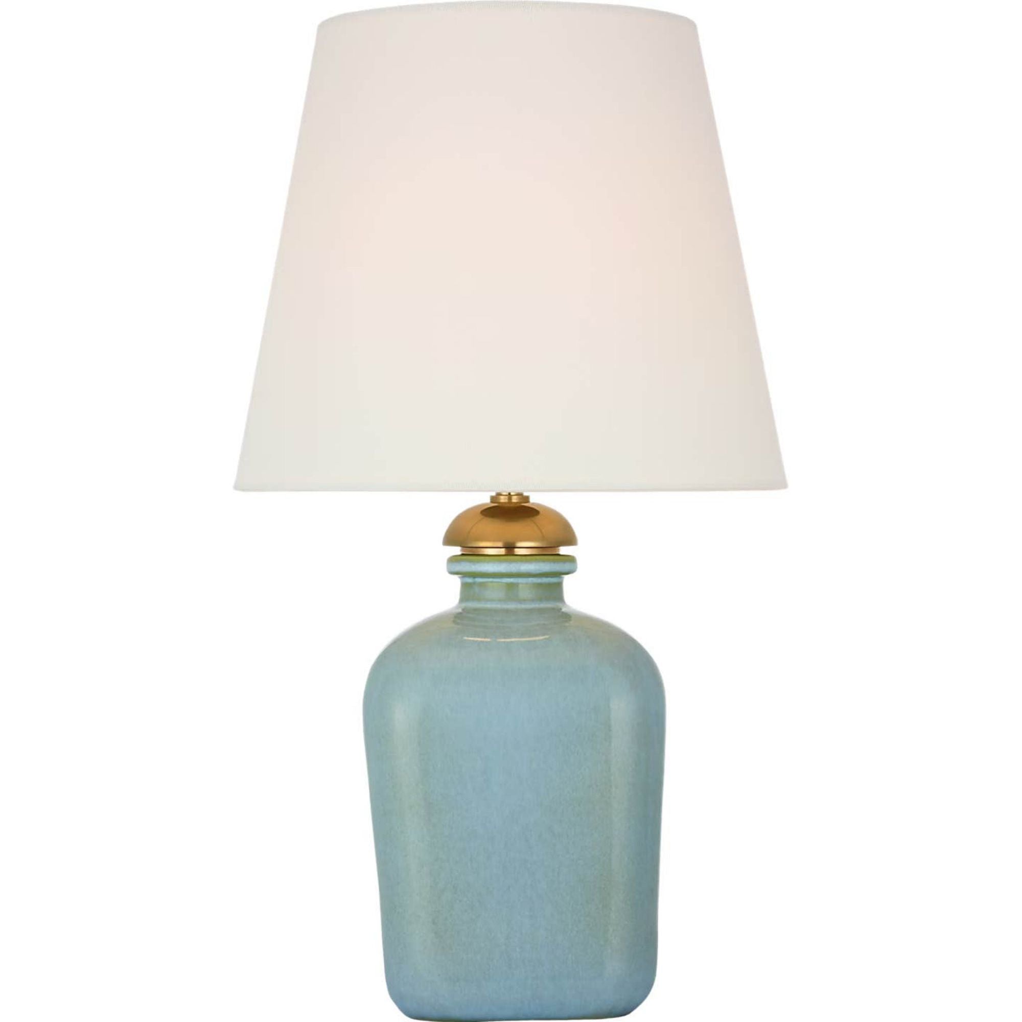 Thomas O'Brien Josy 17" Cordless Table Lamp in Silk Blue with Linen Shade W9.5" x H17"
