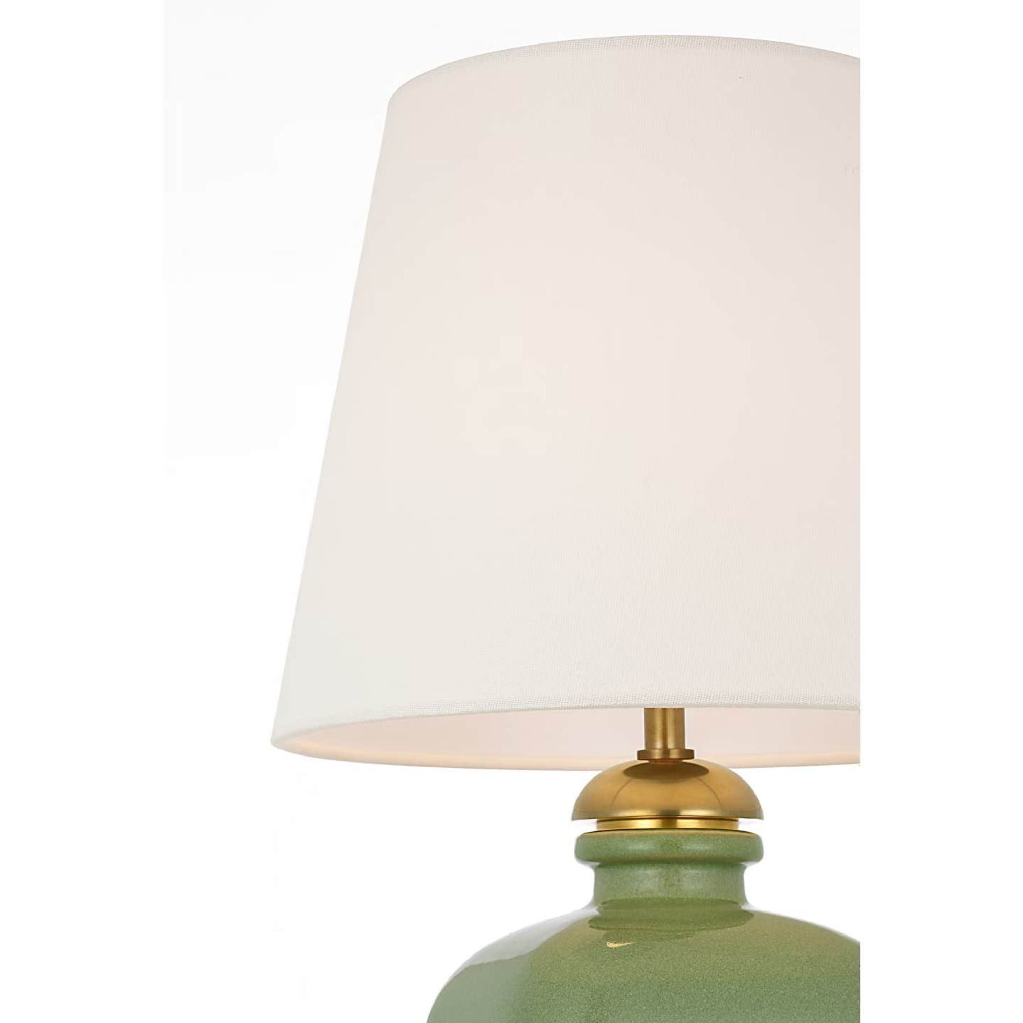Thomas O'Brien Josy 17" Cordless Table Lamp in Silk Green with Linen Shade W9.5" x H17"