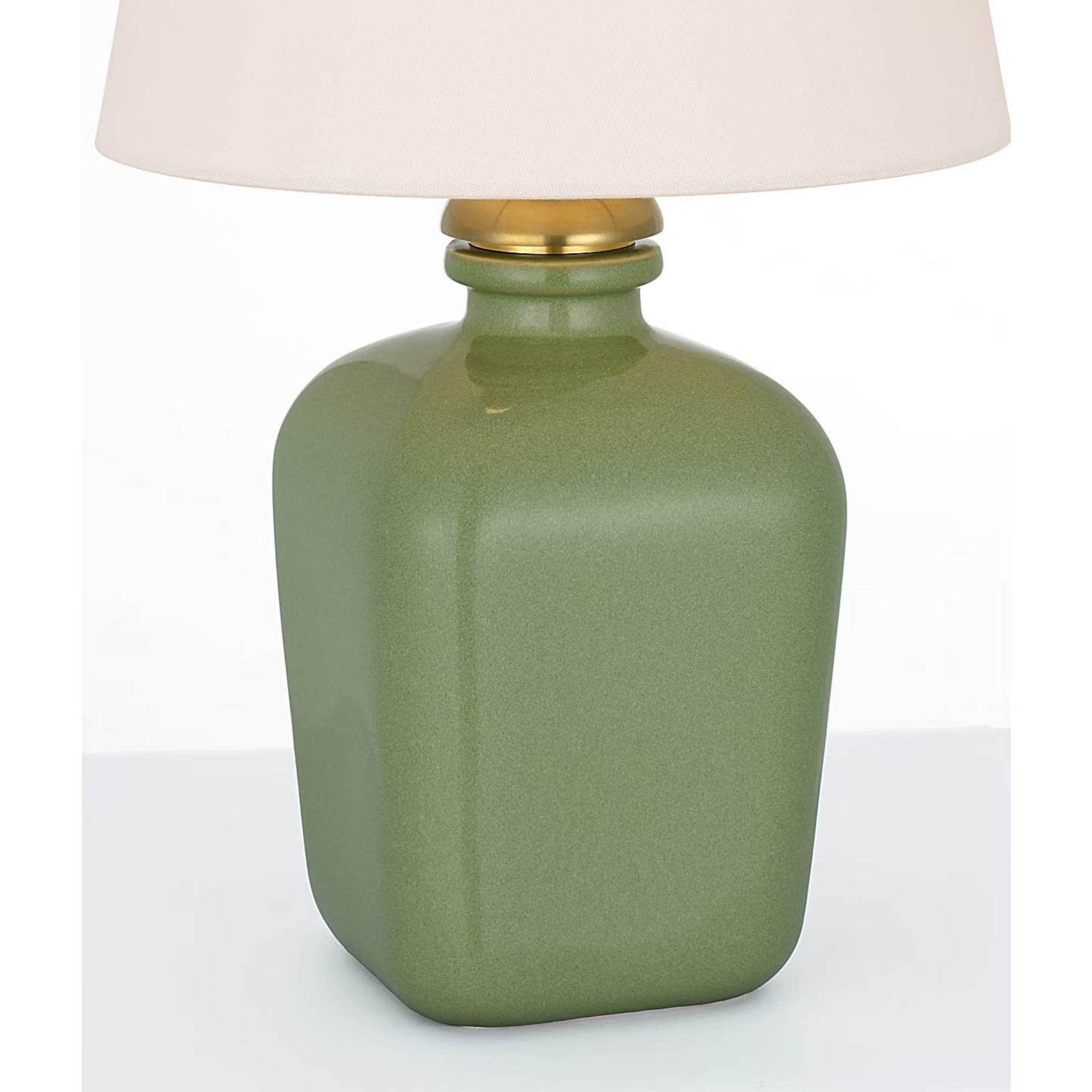 Thomas O'Brien Josy 17" Cordless Table Lamp in Silk Green with Linen Shade W9.5" x H17"