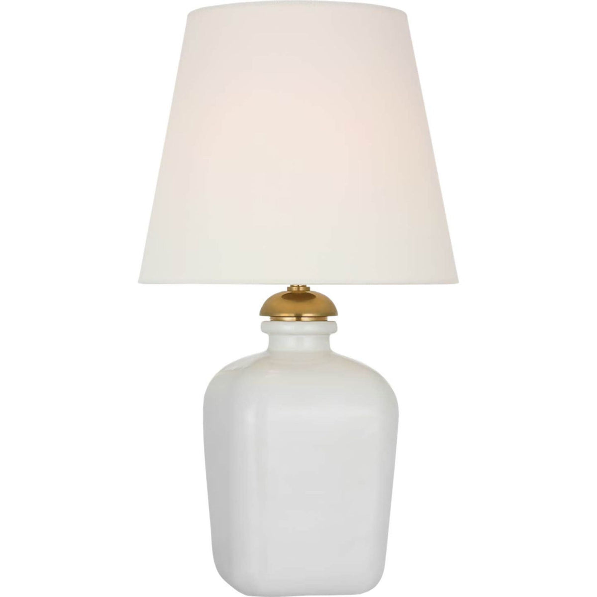 Thomas O'Brien Josy 17" Cordless Table Lamp in Venetian White with Linen Shade W9.5" x H17"
