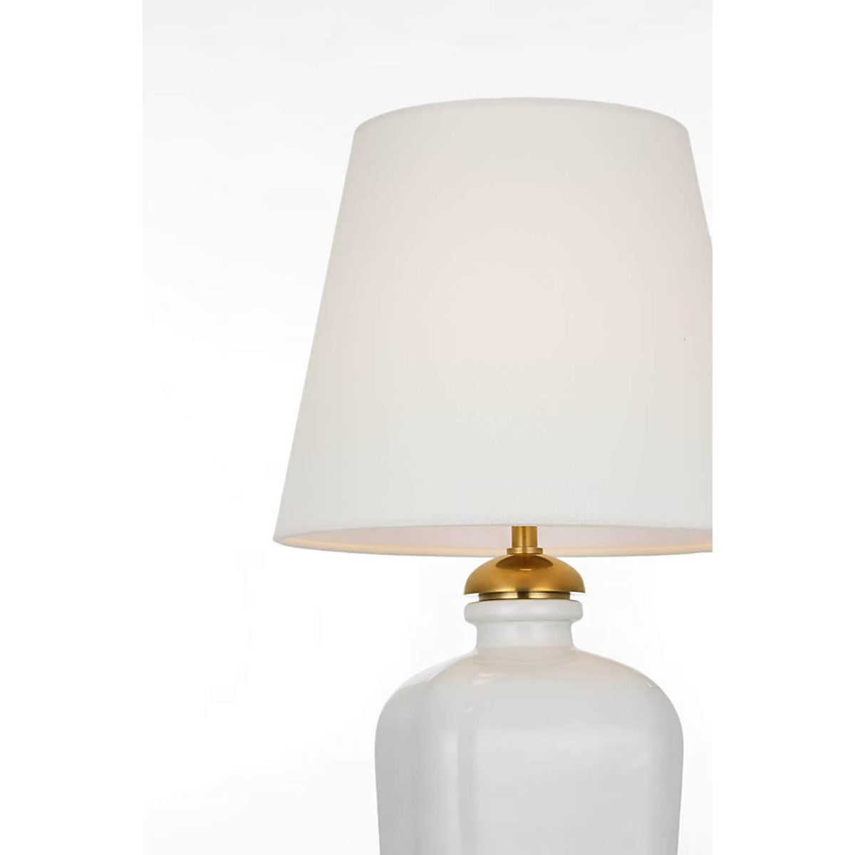 Thomas O'Brien Josy 17" Cordless Table Lamp in Venetian White with Linen Shade W9.5" x H17"