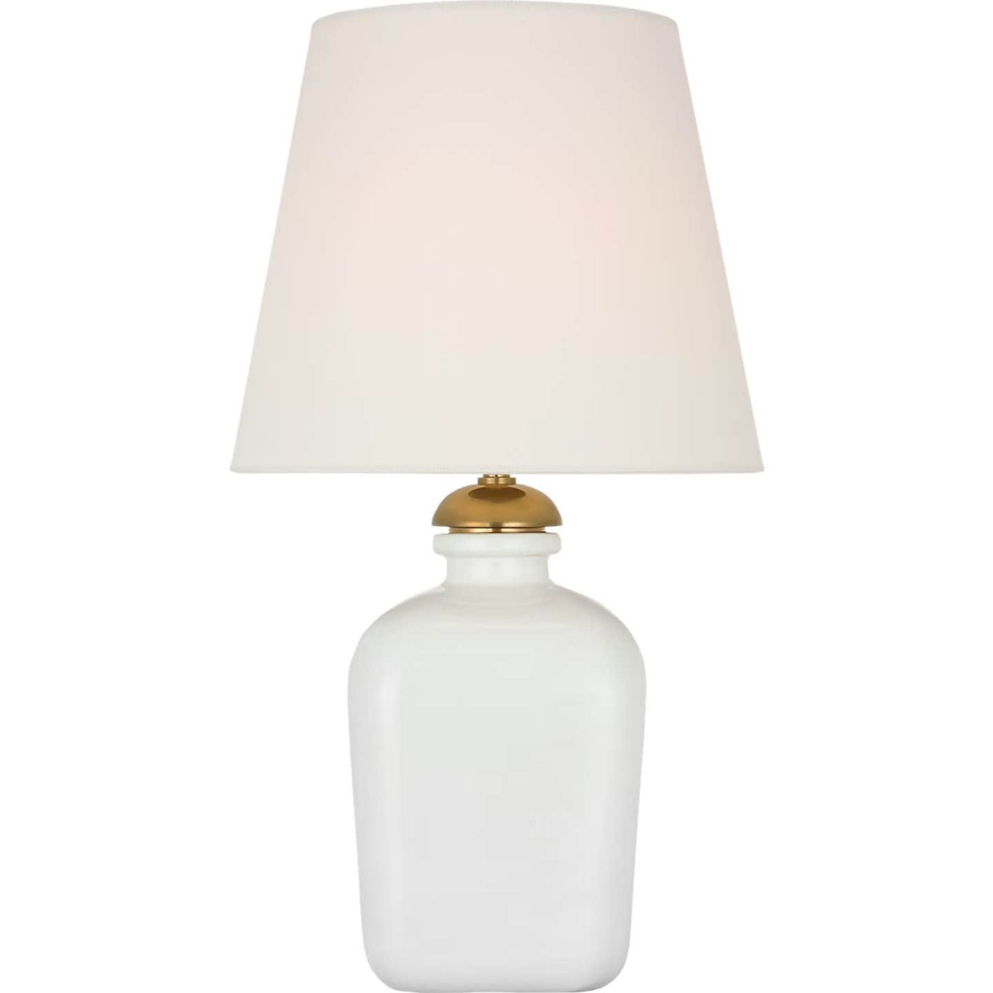 Thomas O'Brien Josy 17" Cordless Table Lamp in Venetian White with Linen Shade W9.5" x H17"