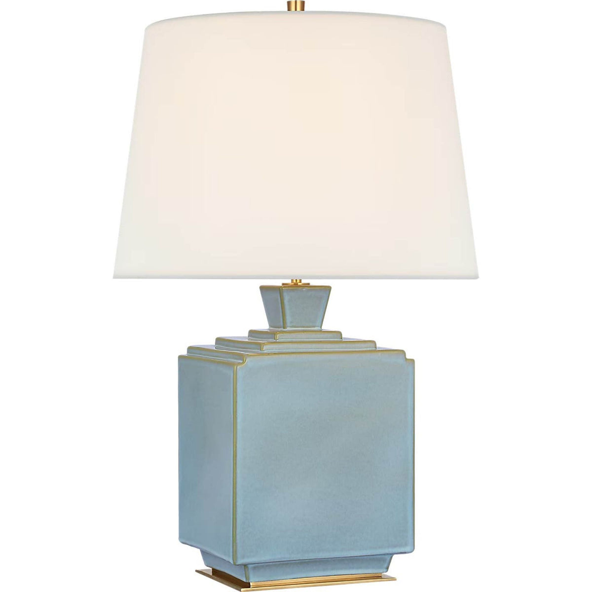 Thomas O'Brien Meurice 27" Table Lamp in Silk Blue with Linen Shade W17" x H26.75"