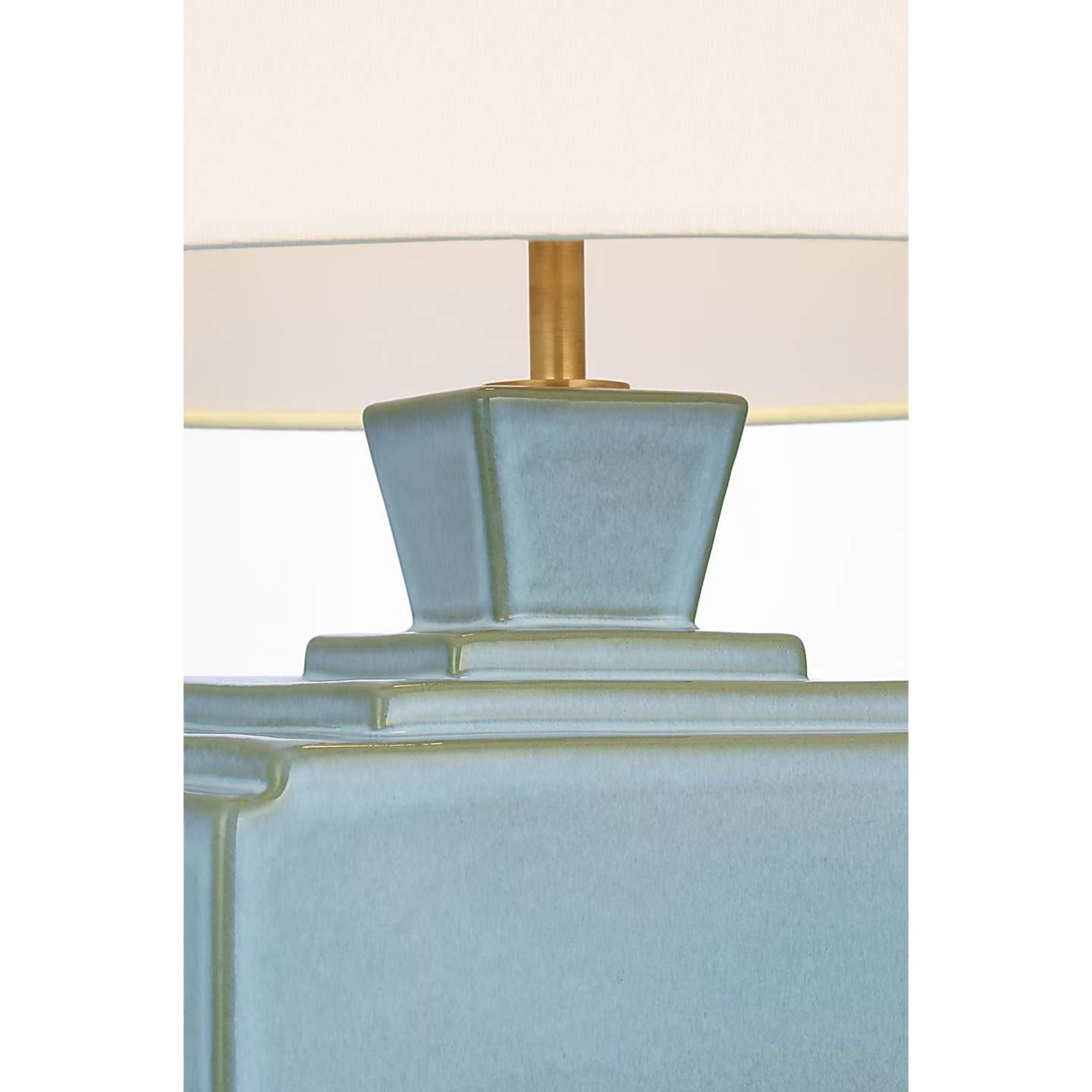 Thomas O'Brien Meurice 27" Table Lamp in Silk Blue with Linen Shade W17" x H26.75"
