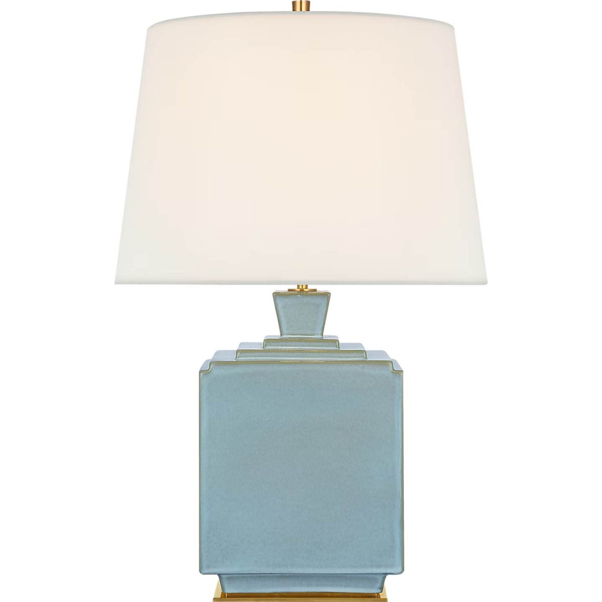 Thomas O'Brien Meurice 27" Table Lamp in Silk Blue with Linen Shade W17" x H26.75"