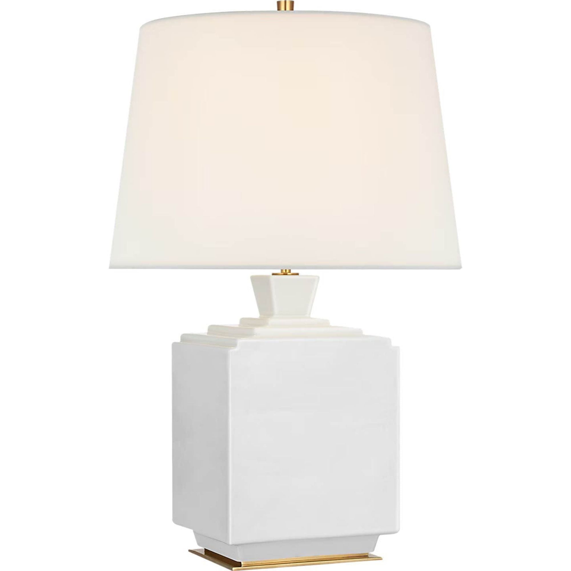 Thomas O'Brien Meurice 27" Table Lamp in Venetian White with Linen Shade W17" x H26.75"