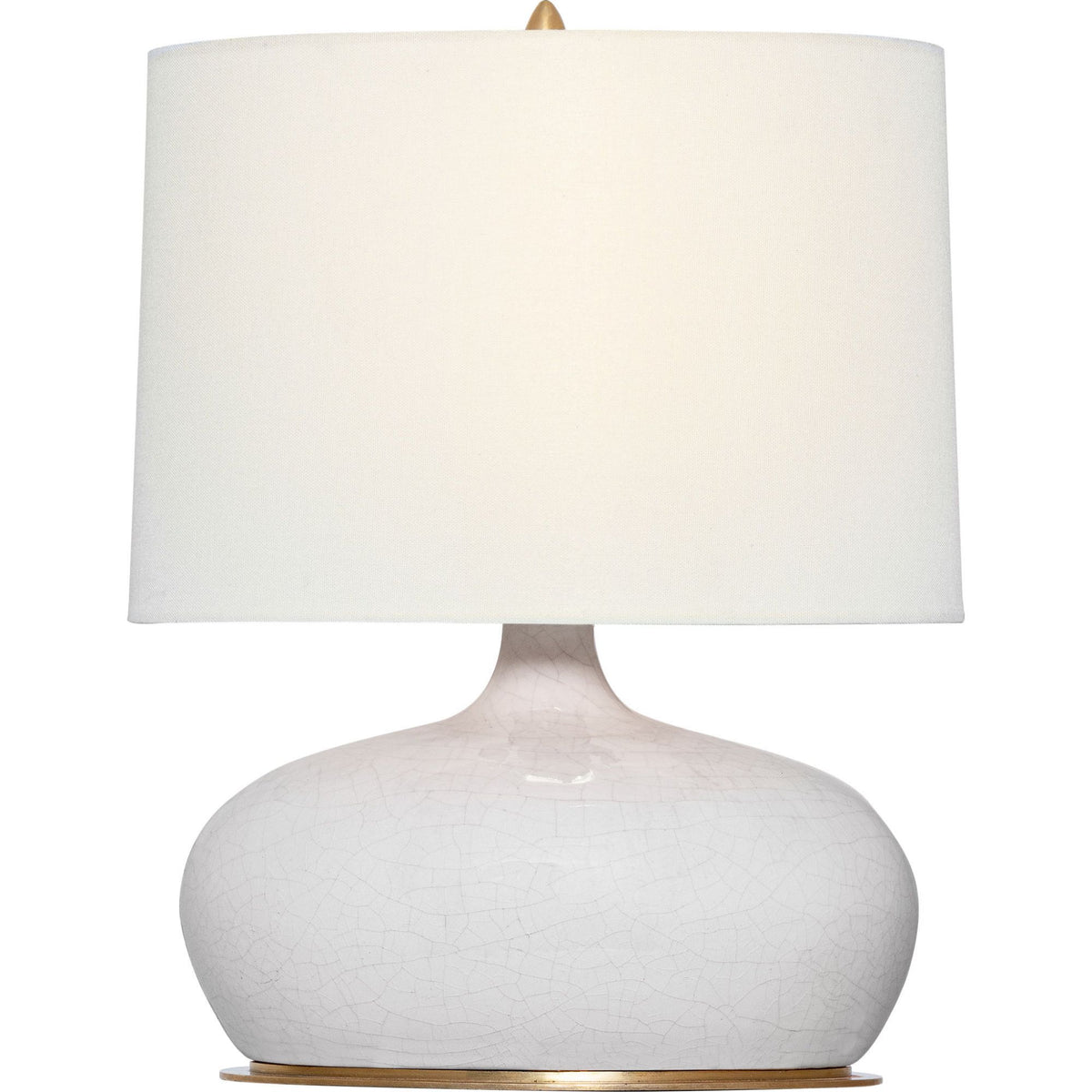 Thomas O'Brien Olinda 17" Low Table Lamp in Crackled Ivory with Linen Shade W13" x H17.5"