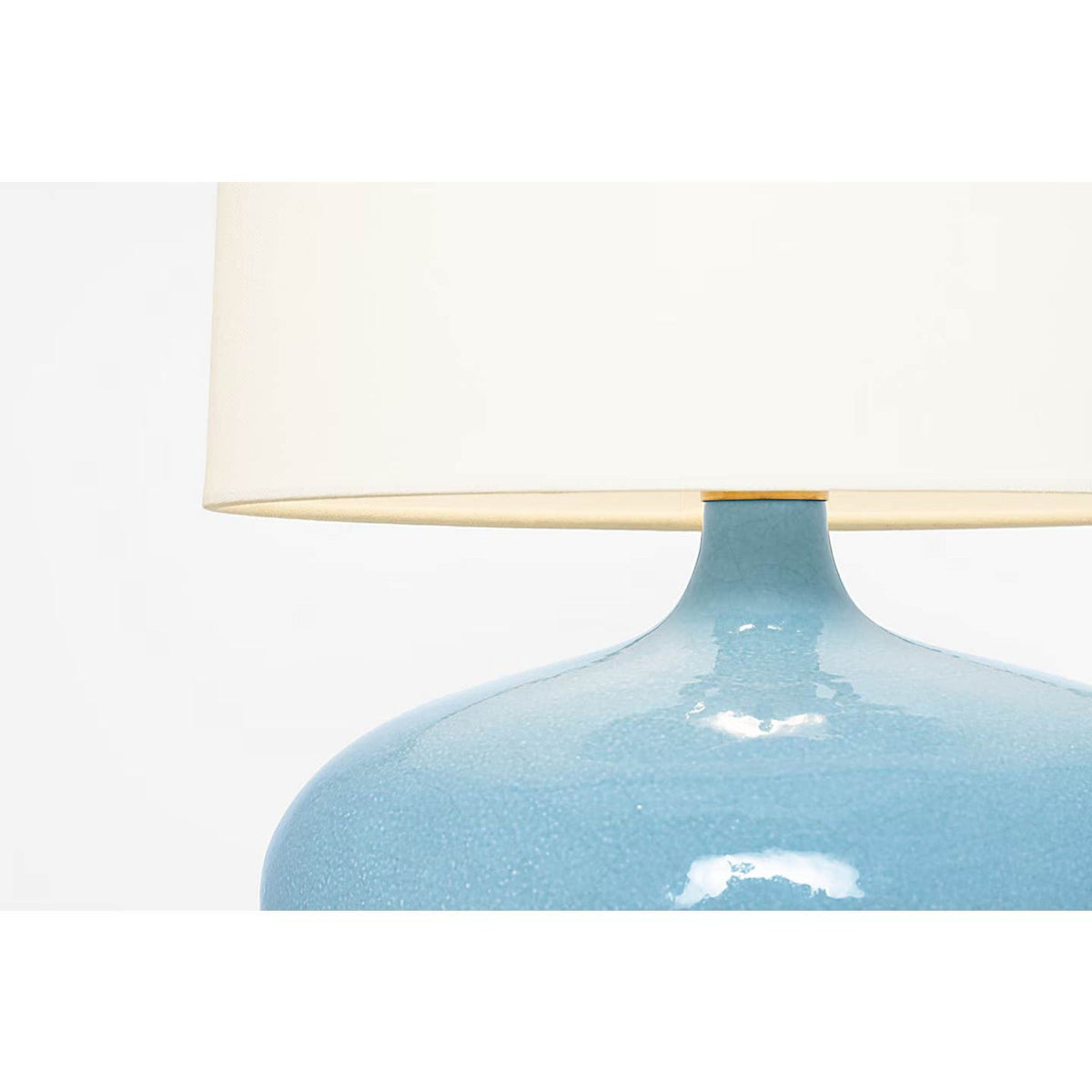 Thomas O'Brien Olinda 17" Low Table Lamp in Crackled Robin with Linen Shade W13" x H17.5"