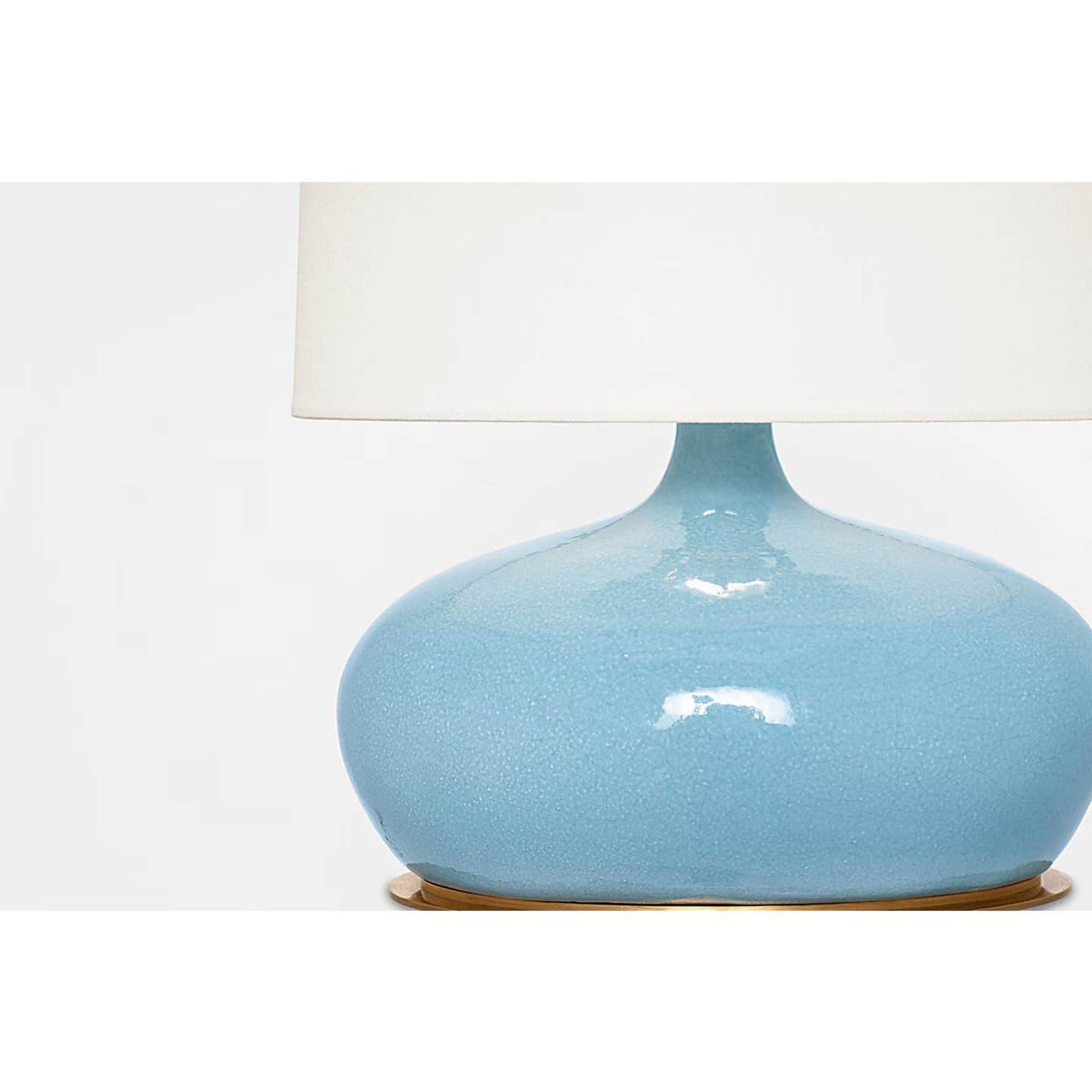 Thomas O'Brien Olinda 17" Low Table Lamp in Crackled Robin with Linen Shade W13" x H17.5"