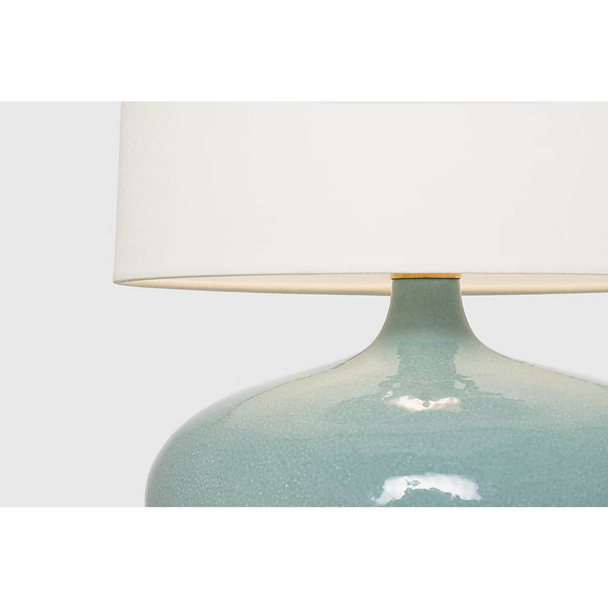 Thomas O'Brien Olinda 17" Low Table Lamp in Crackled Robin with Linen Shade W13" x H17.5"