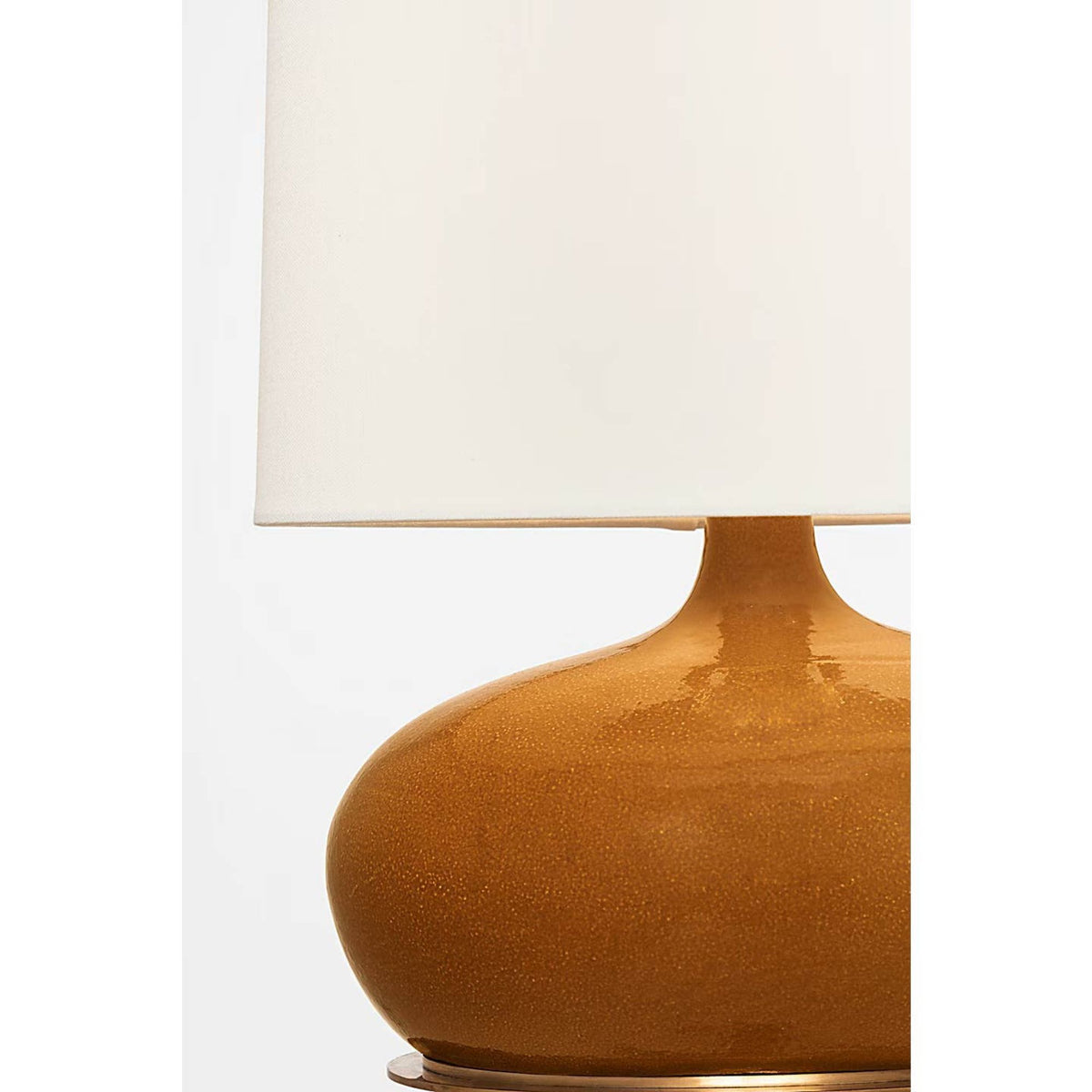 Thomas O'Brien Olinda 17" Low Table Lamp in Crackled Sienna with Linen Shade W13" x H17.5"