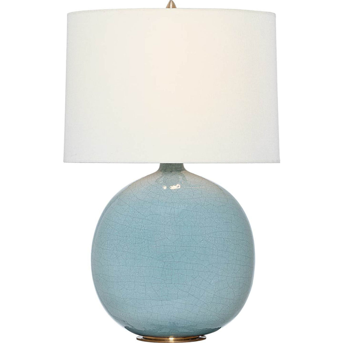 Thomas O'Brien Sao Paulo 21" Table Lamp in Crackled Robin with Linen Shade W13" x H21.25"