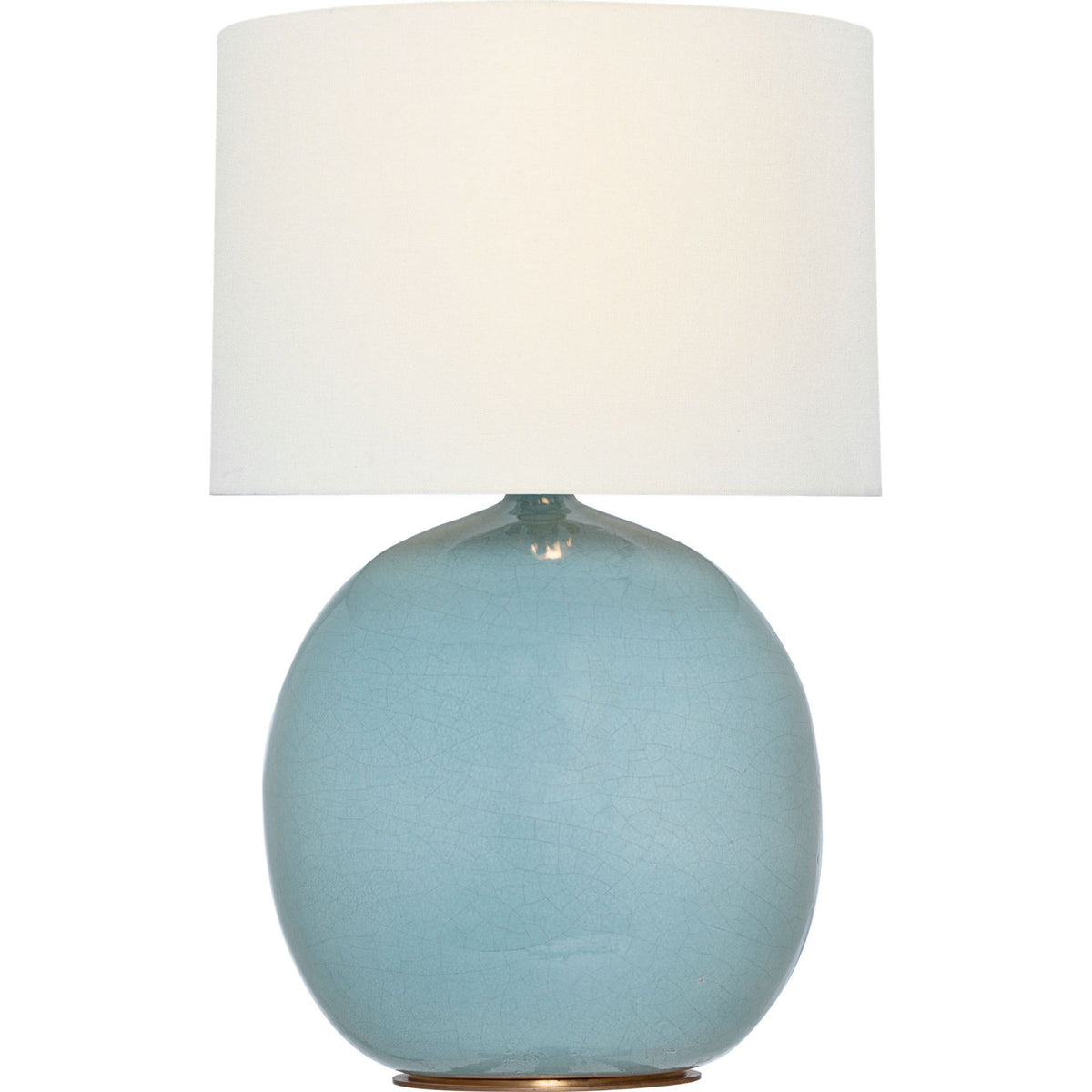 Thomas O'Brien Sao Paulo 29" Table Lamp in Crackled Robin with Linen Shade W17.5" x H29.25"