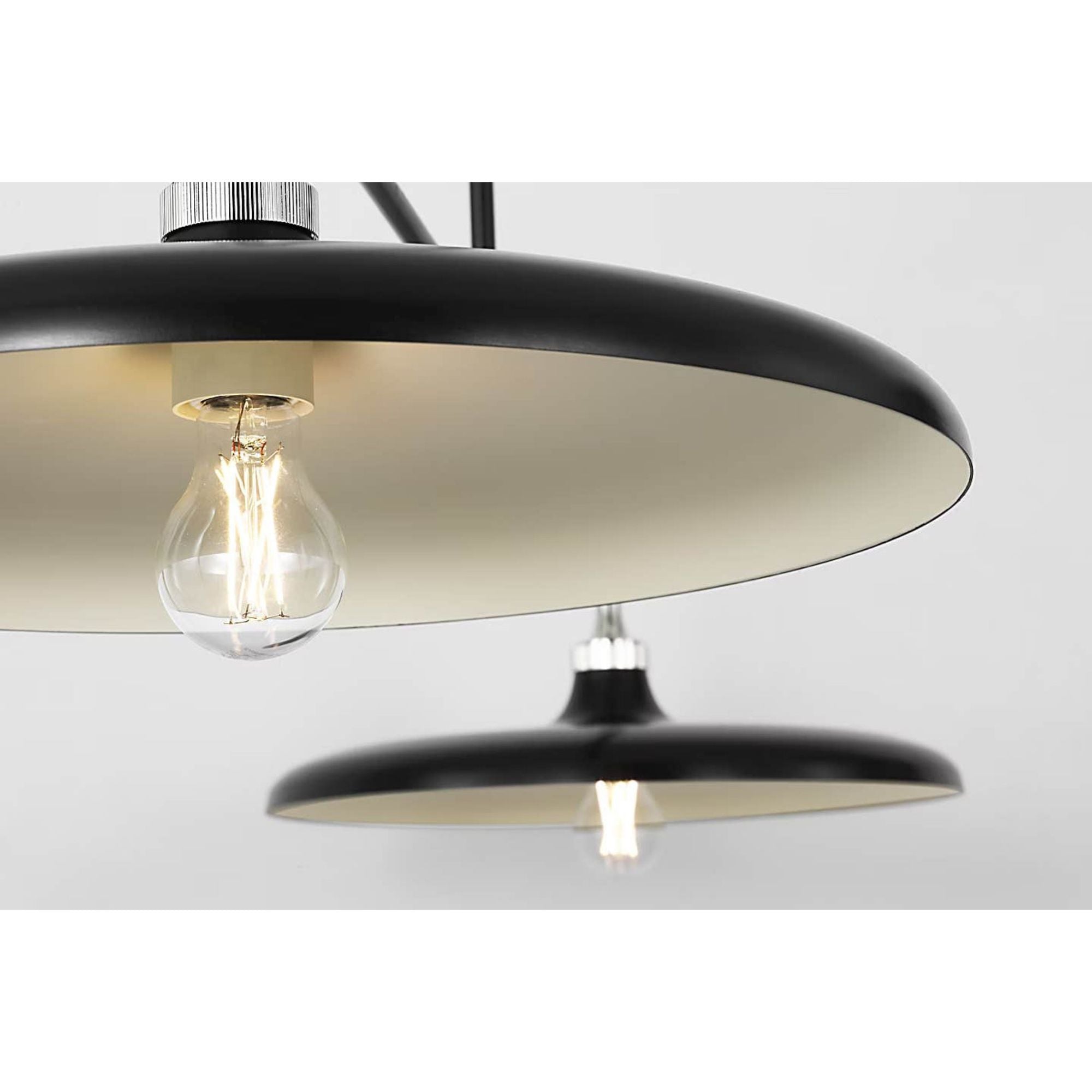 Thomas O'Brien Piatto 63" Linear Pendant in Polished Nickel and Aged Iron with Aged Iron Shade W18" x 63.25"