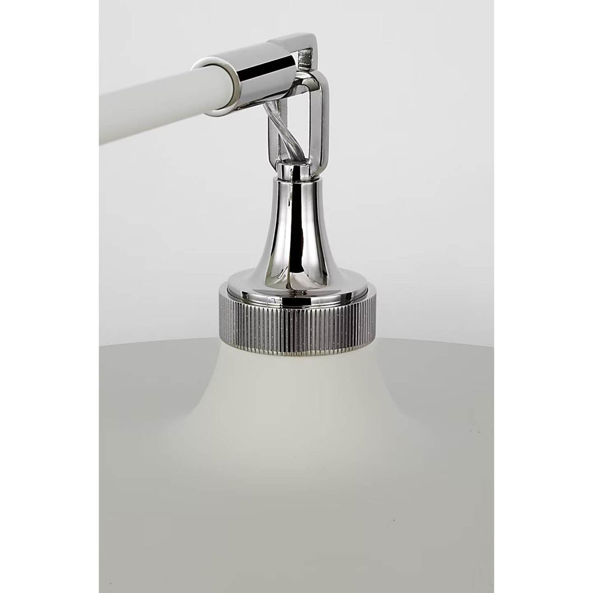 Thomas O'Brien Piatto 63" Linear Pendant in Polished Nickel and Plaster White with Plaster White Shade W18" x 63.25"