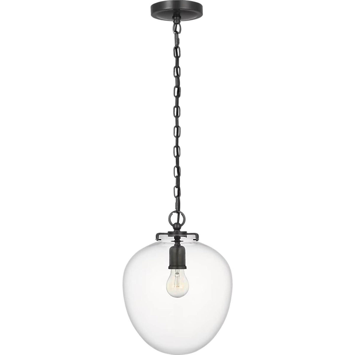 Thomas O'Brien Katie Acorn Pendant in Bronze with Clear Glass W10.5" x H13.75"
