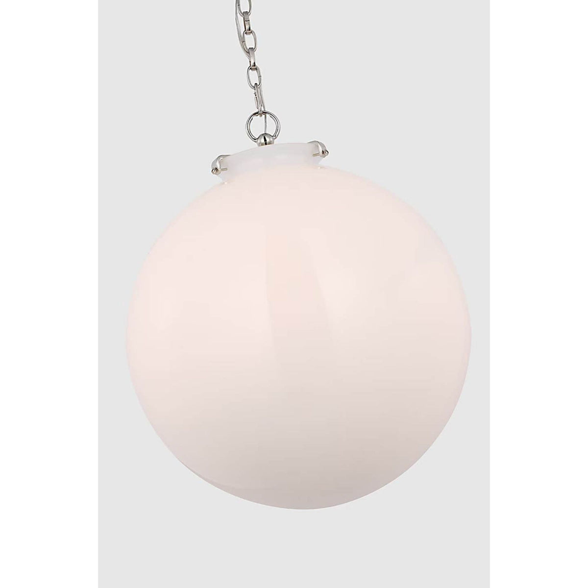 Thomas O'Brien Katie Large Globe Pendant in Polished Nickel with White Glass W16" x H19.25"