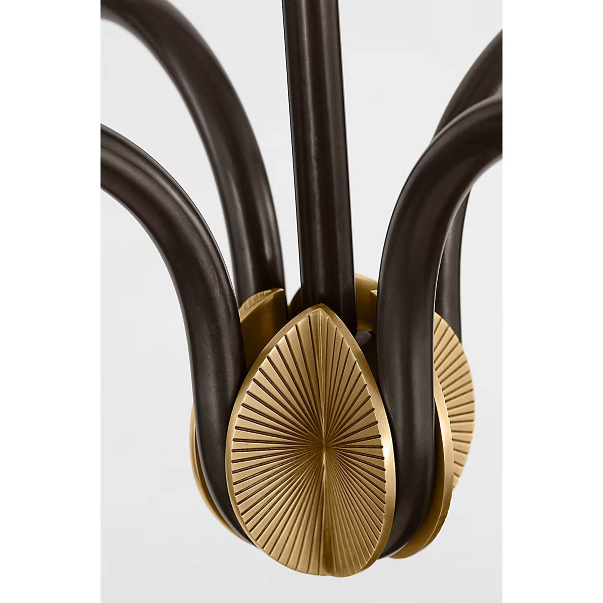 Thomas O'Brien Canto Grande Four Arm Chandelier in Bronze and Brass with Linen Shades W68"