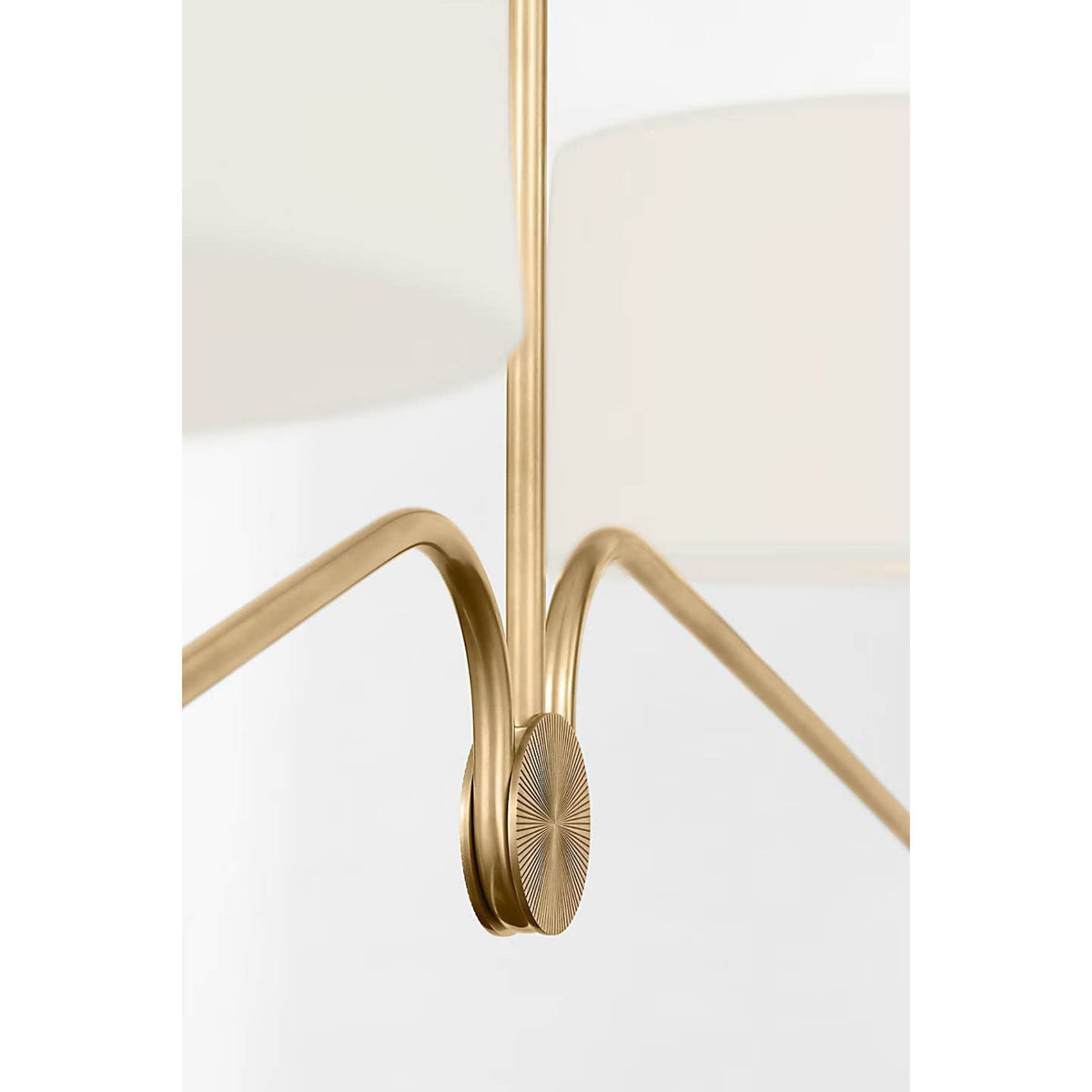 Thomas O'Brien Canto 68" Linear Chandelier in Hand-Rubbed Antique Brass with Linen Shades W17" x 68"