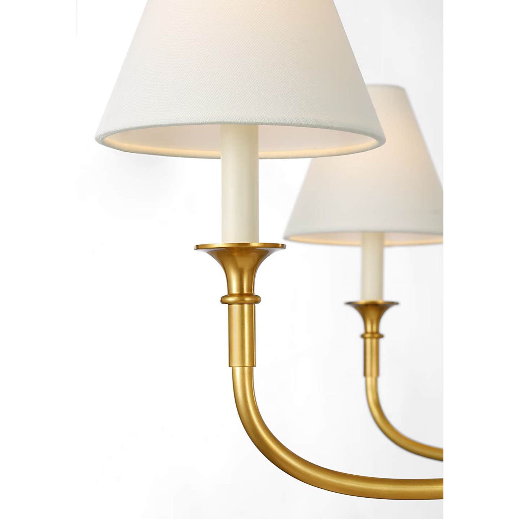 Thomas O'Brien Piaf Grande Chain Hung Chandelier in Hand-Rubbed Antique Brass with Linen Shades W58" x H20.75"