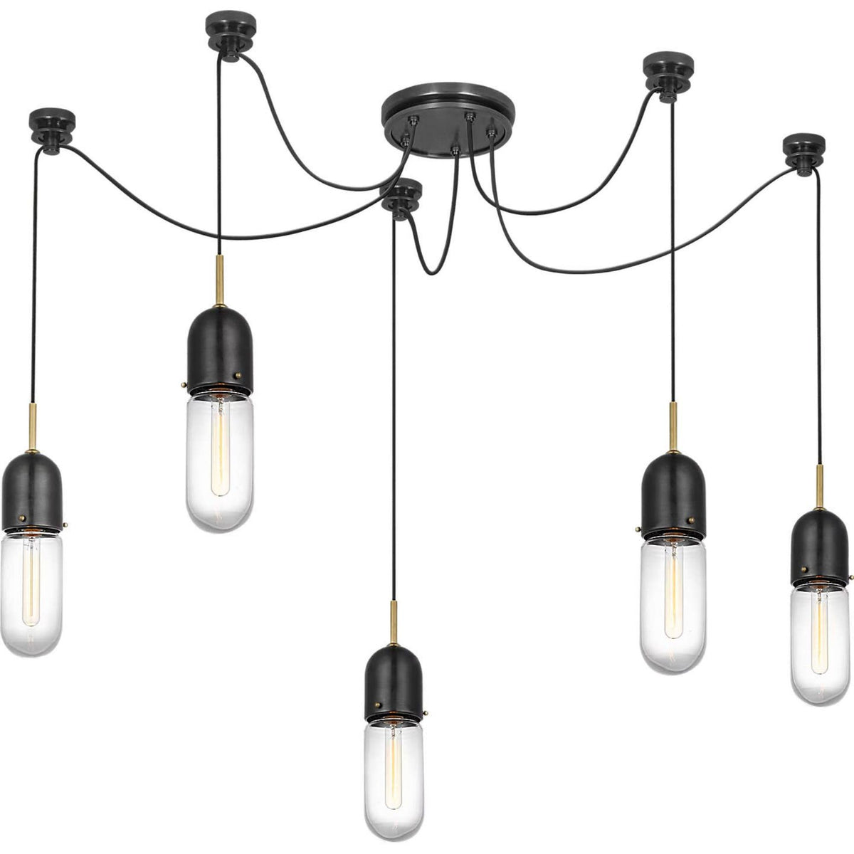 Thomas O'Brien Junio 5-Light Chandelier in Bronze and Brass with Clear Glass W9.25" (Configurable)