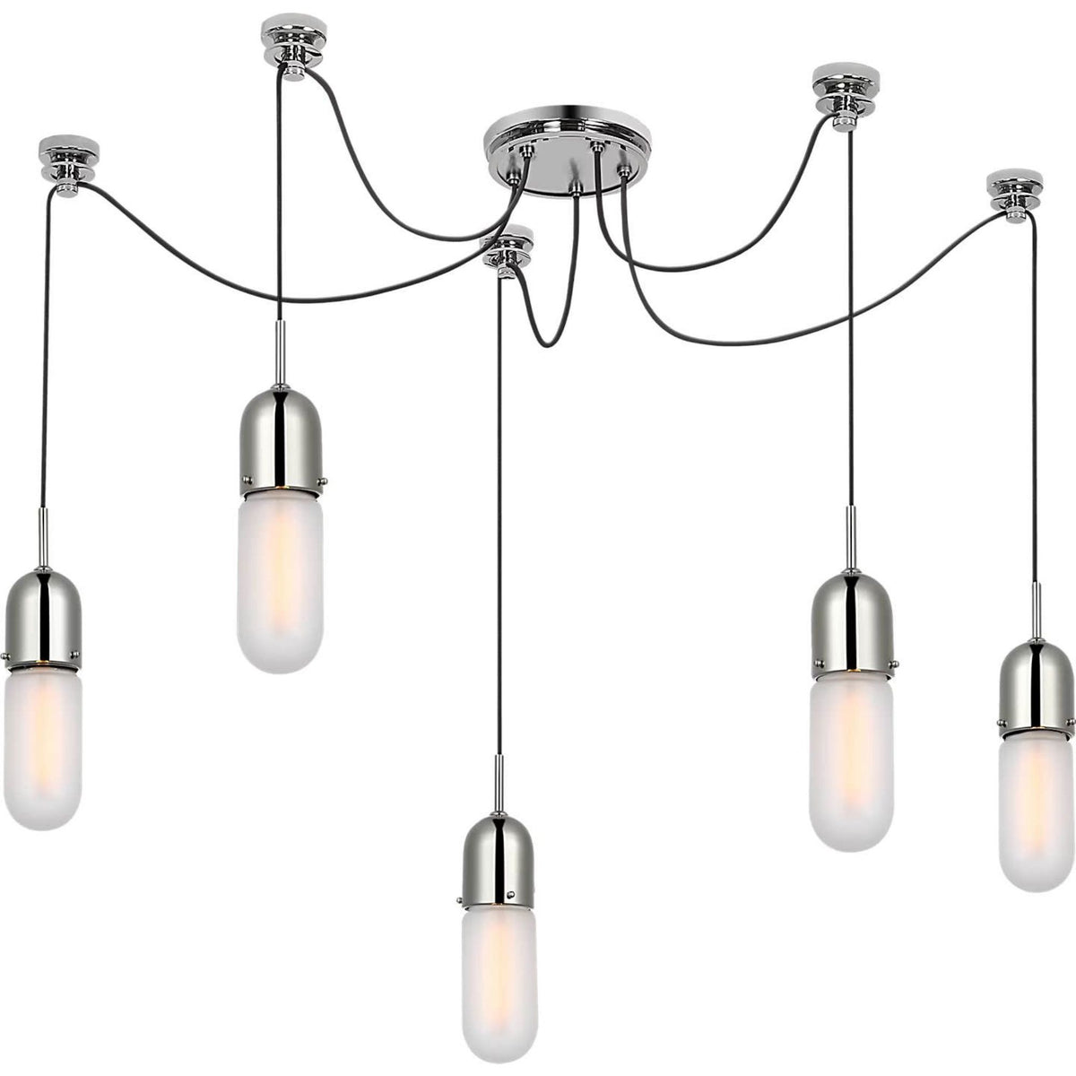 Thomas O'Brien Junio 5-Light Chandelier in Polished Nickel with Frosted Glass W9.25" (Configurable)