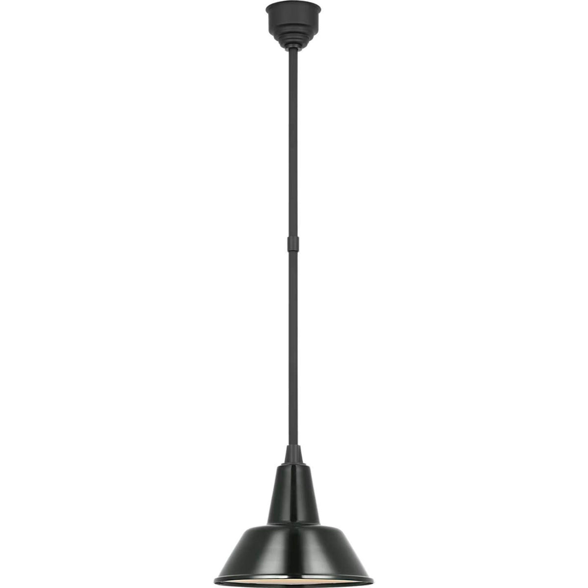 Thomas O'Brien Academy Pendant in Matte Black with 12.5" Green Bowers Shade W12.5"