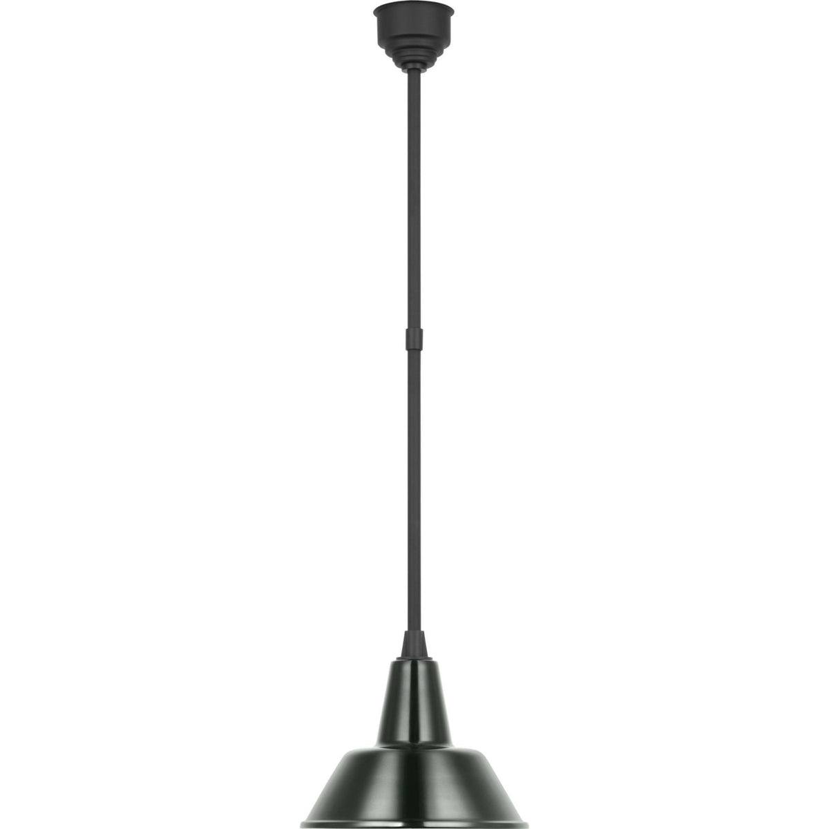 Thomas O'Brien Academy Pendant in Matte Black with 12.5" Green Bowers Shade W12.5"