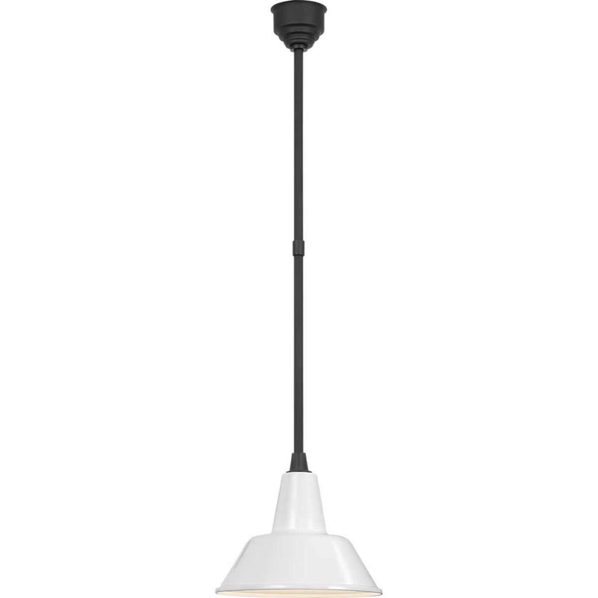 Thomas O'Brien Academy Pendant in Matte Black with 12.5" White Bowers Shade W12.5"