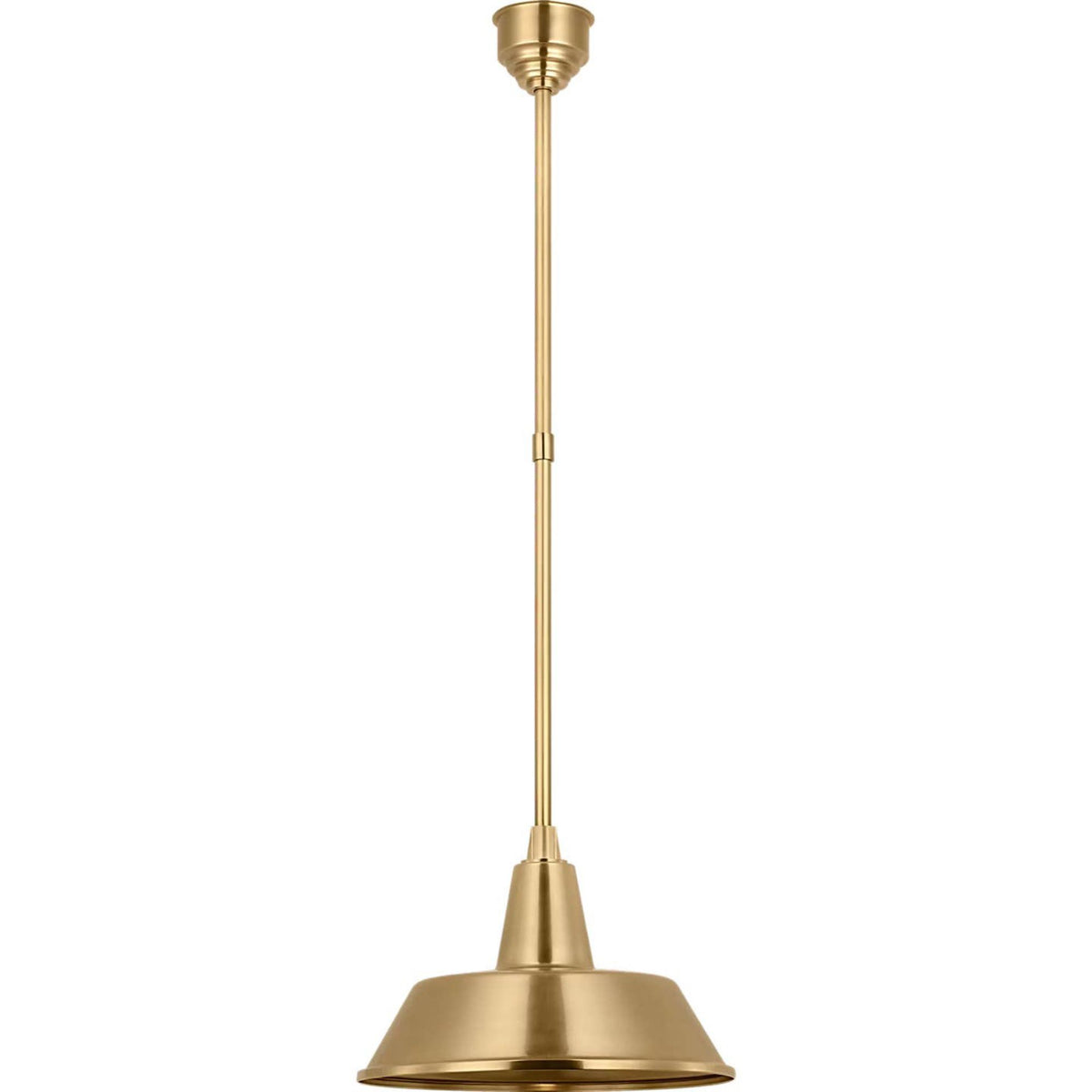 Thomas O'Brien Academy Pendant in Hand-Rubbed Antique Brass with 16" Bowers Shade W16"