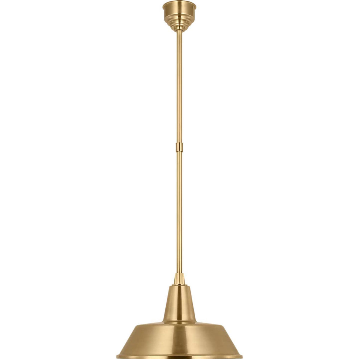Thomas O'Brien Academy Pendant in Hand-Rubbed Antique Brass with 16" Bowers Shade W16"