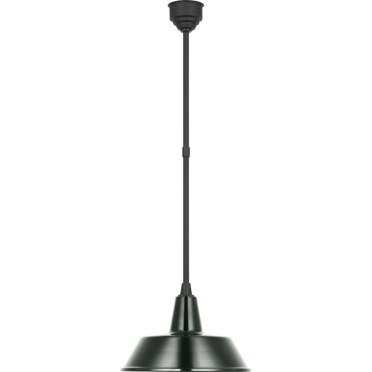 Thomas O'Brien Academy Pendant in Matte Black with 16" Green Bowers Shade W16"