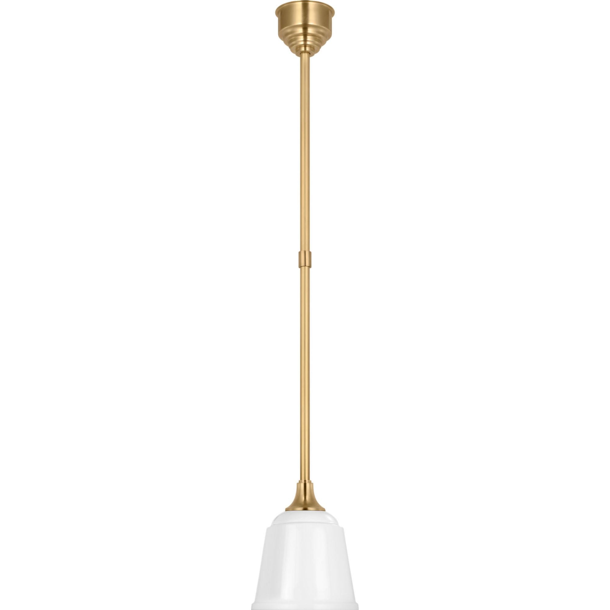 Thomas O'Brien Academy Pendant in Hand-Rubbed Antique Brass with 8" White Rockhouse Shade W8"
