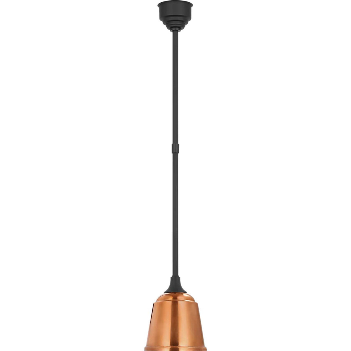 Thomas O'Brien Academy Pendant in Matte Black with 8" Soft Copper Rockhouse Shade W8"