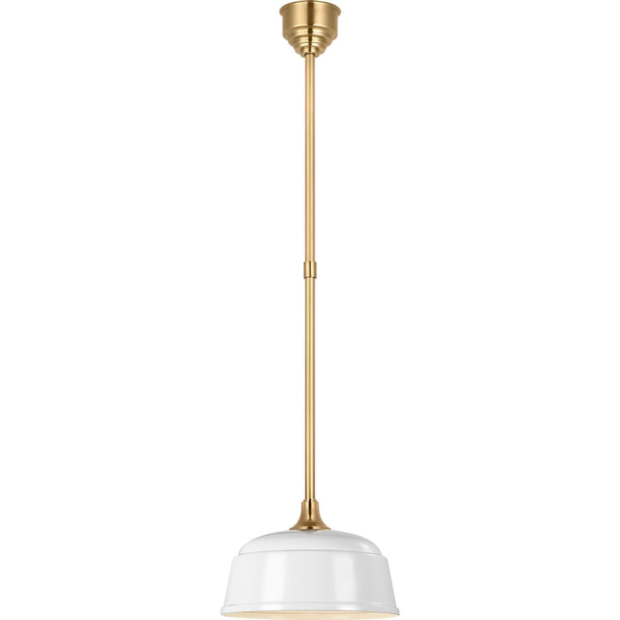 Thomas O'Brien Academy Pendant in Hand-Rubbed Antique Brass with 12.5" White Rockhouse Shade W12.5"