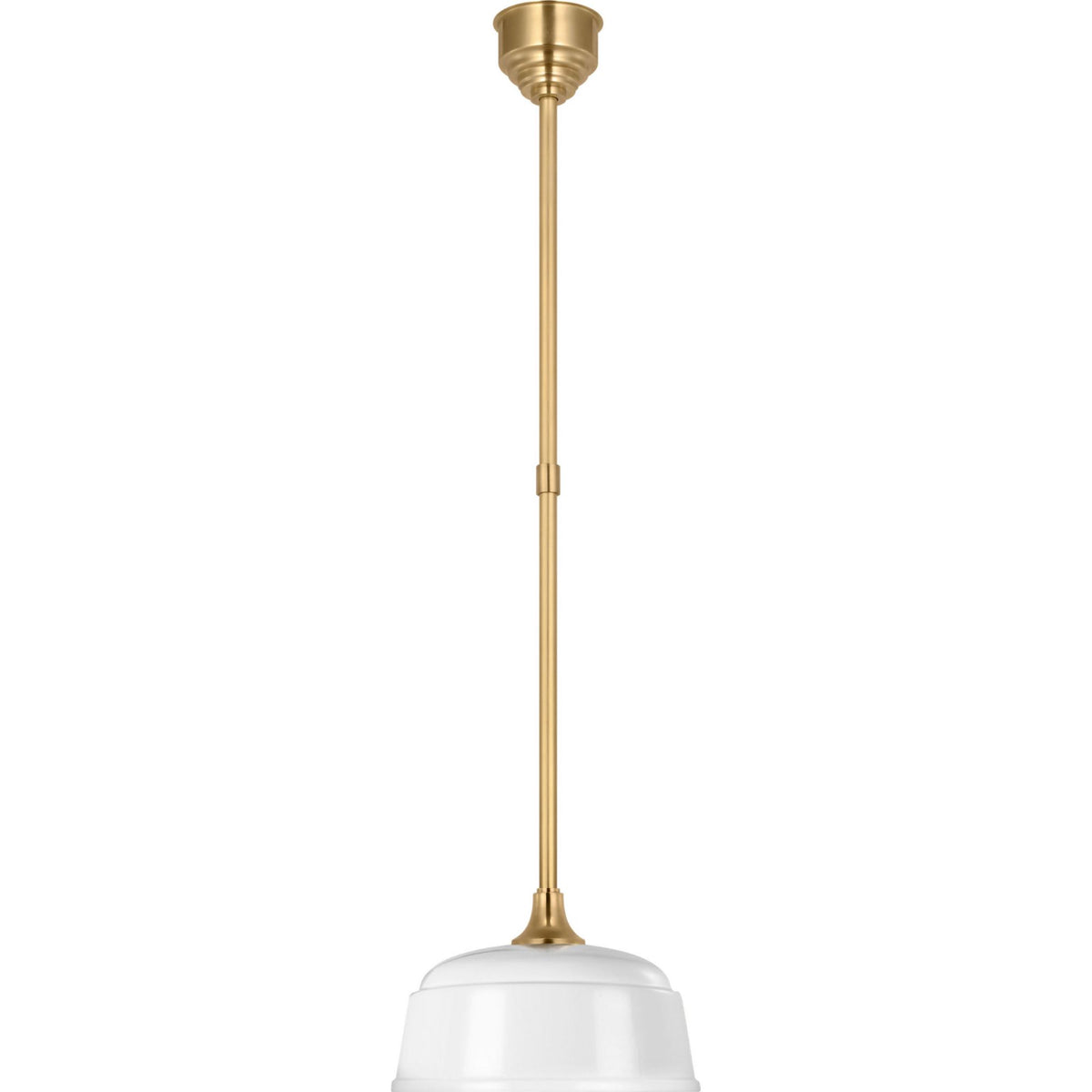 Thomas O'Brien Academy Pendant in Hand-Rubbed Antique Brass with 12.5" White Rockhouse Shade W12.5"