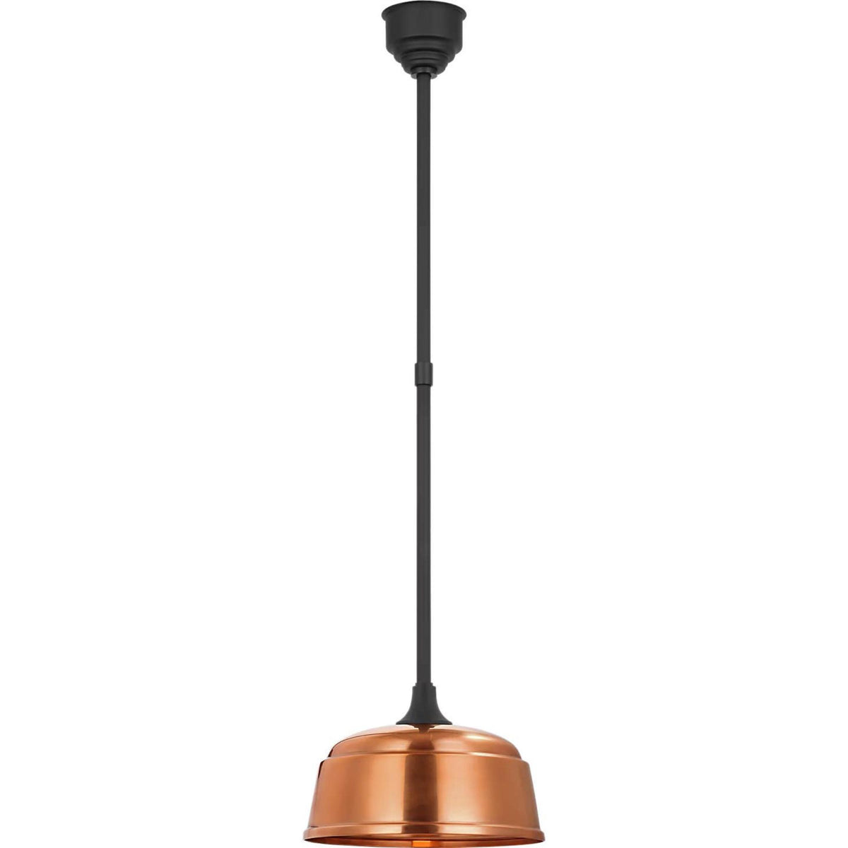 Thomas O'Brien Academy Pendant in Matte Black with 12.5" Soft Copper Rockhouse Shade W12.5"