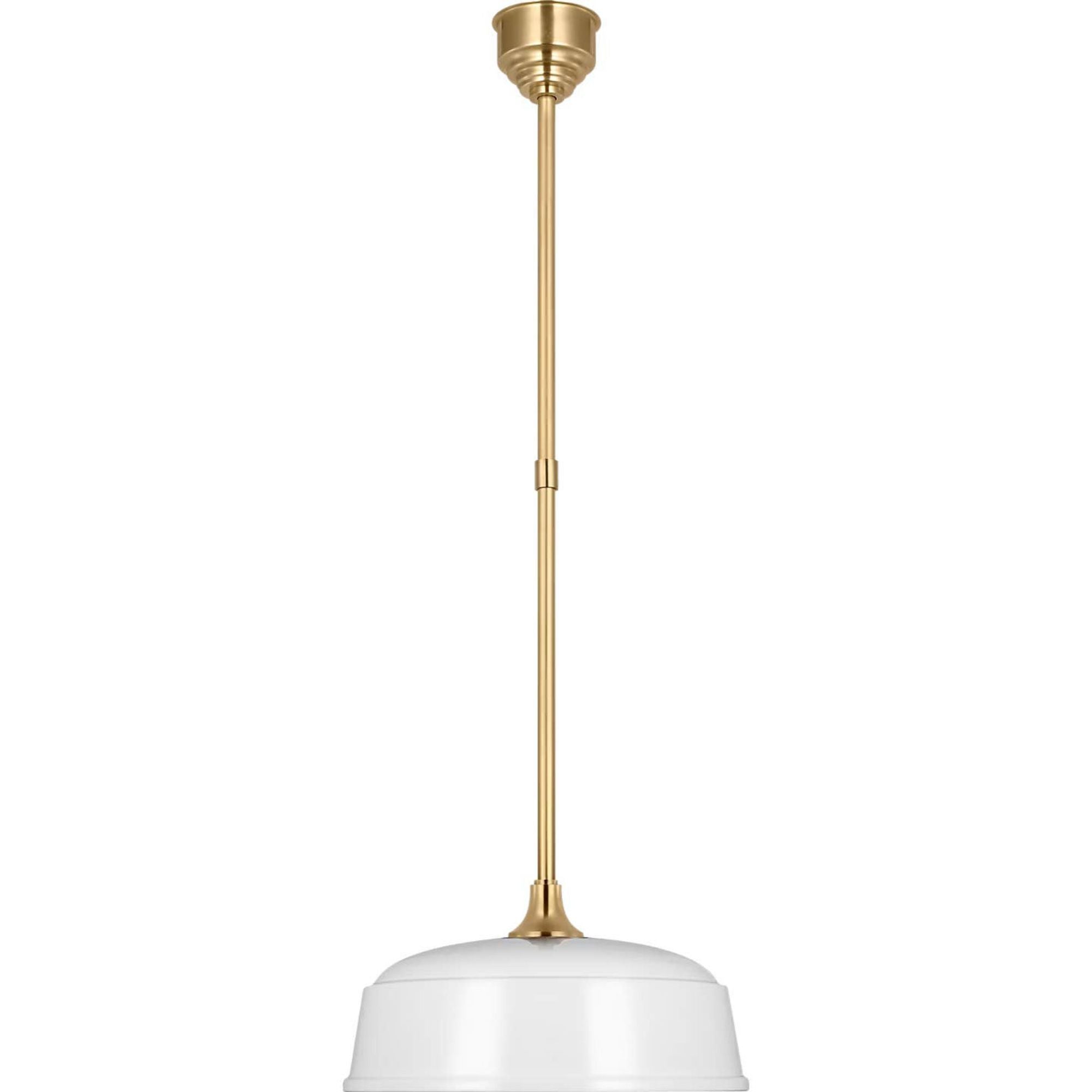 Thomas O'Brien Academy Pendant in Hand-Rubbed Antique Brass with 16" White Rockhouse Shade W16"