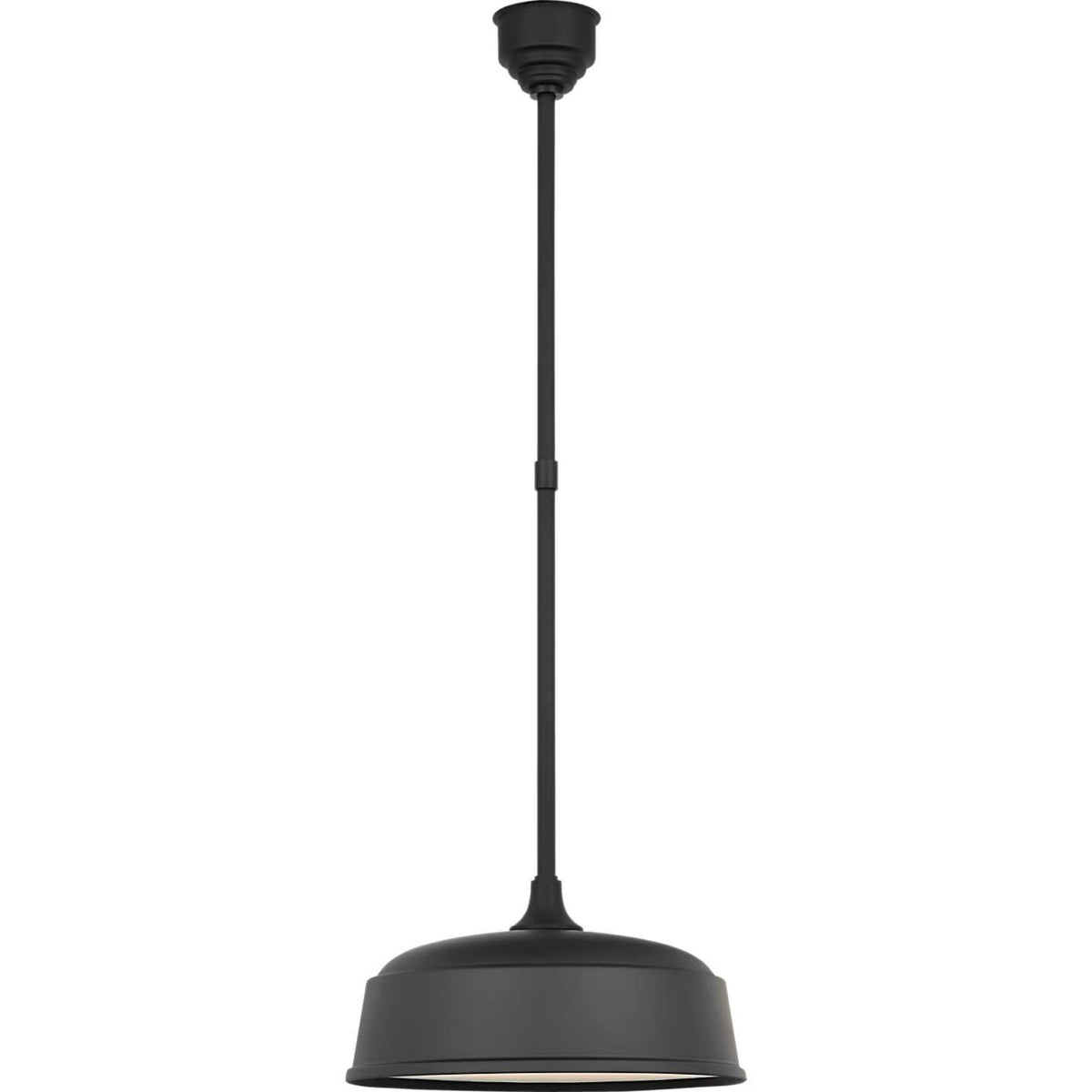 Thomas O'Brien Academy Pendant in Matte Black with 16" Rockhouse Shade W16"