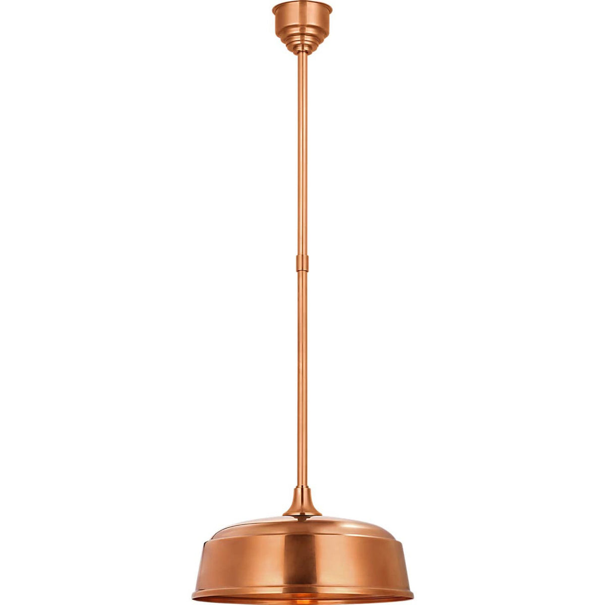 Thomas O'Brien Academy Pendant in Soft Copper with 16" Rockhouse Shade W16"