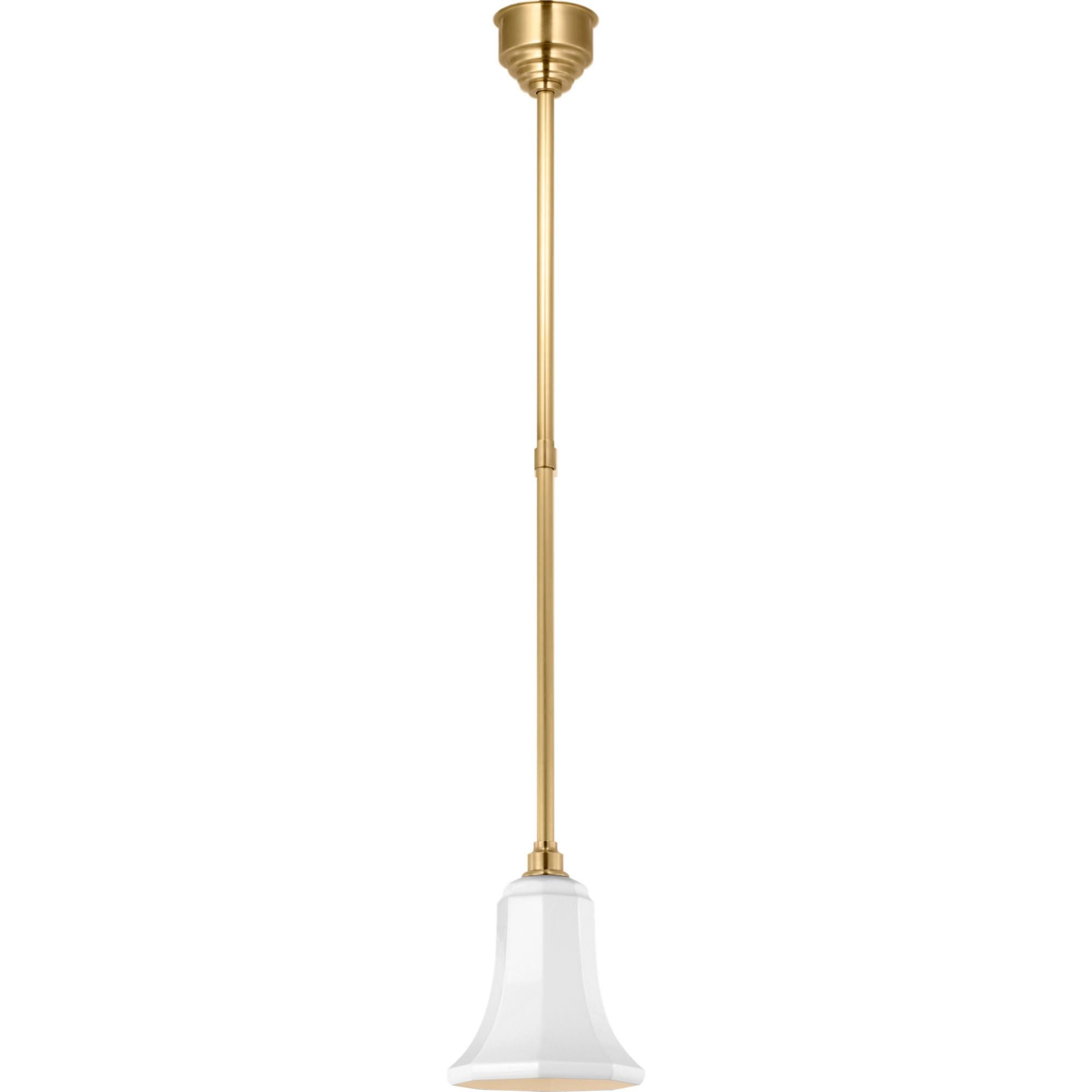 Thomas O'Brien Academy Pendant in Hand-Rubbed Antique Brass with 7.5" White Savannah Shade W7.5"