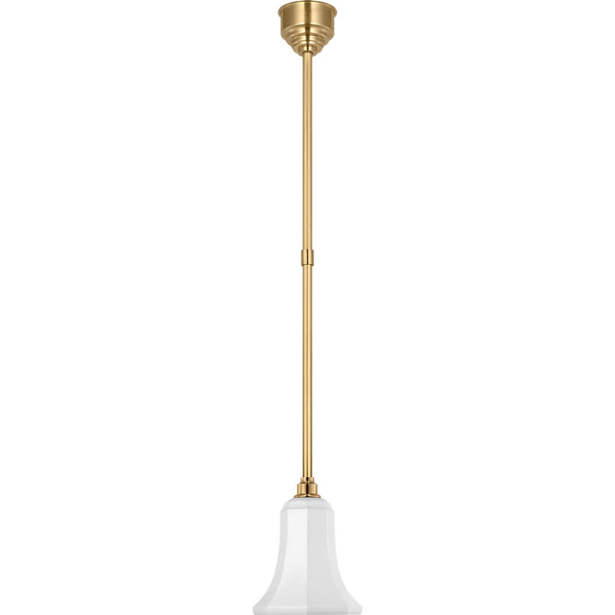 Thomas O'Brien Academy Pendant in Hand-Rubbed Antique Brass with 7.5" White Savannah Shade W7.5"