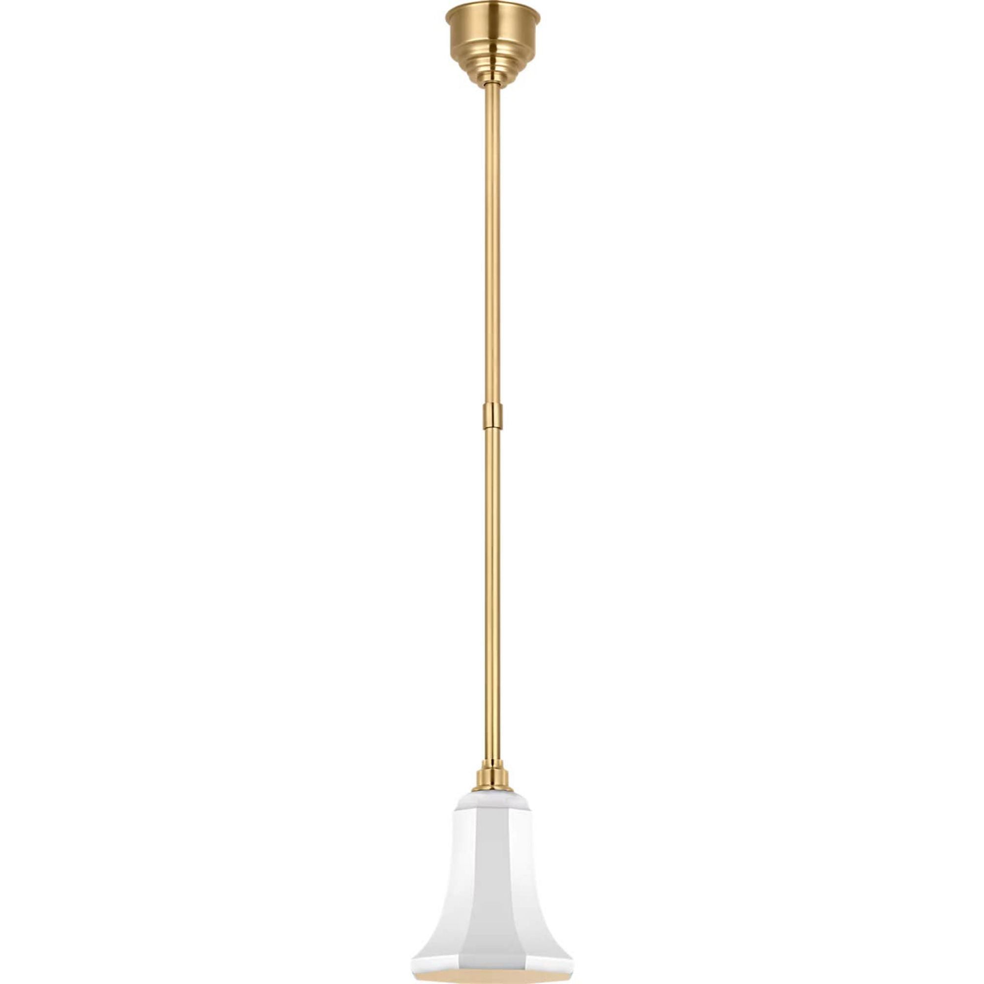 Thomas O'Brien Academy Pendant in Hand-Rubbed Antique Brass with 7.5" White Savannah Shade W7.5"