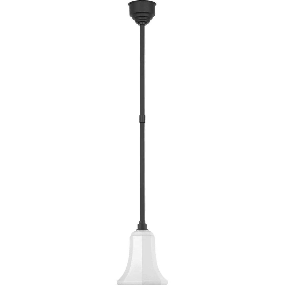 Thomas O'Brien Academy Pendant in Matte Black with 7.5" White Savannah Shade W7.5"